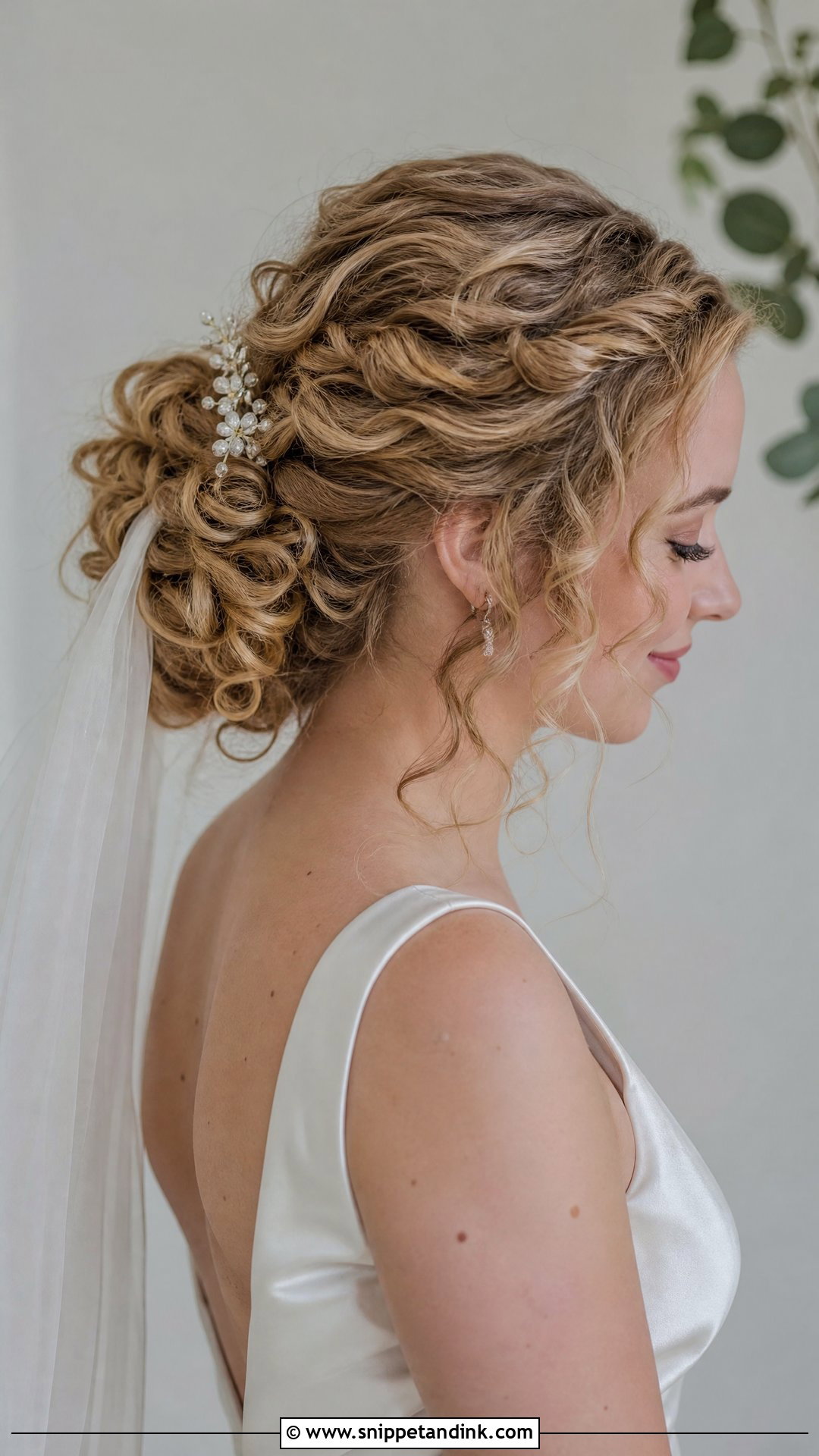 Curly Low Bun Bridal Hairstyle - Snippet and Ink - 20 Natural Curls Bridal Curly Hairstyles