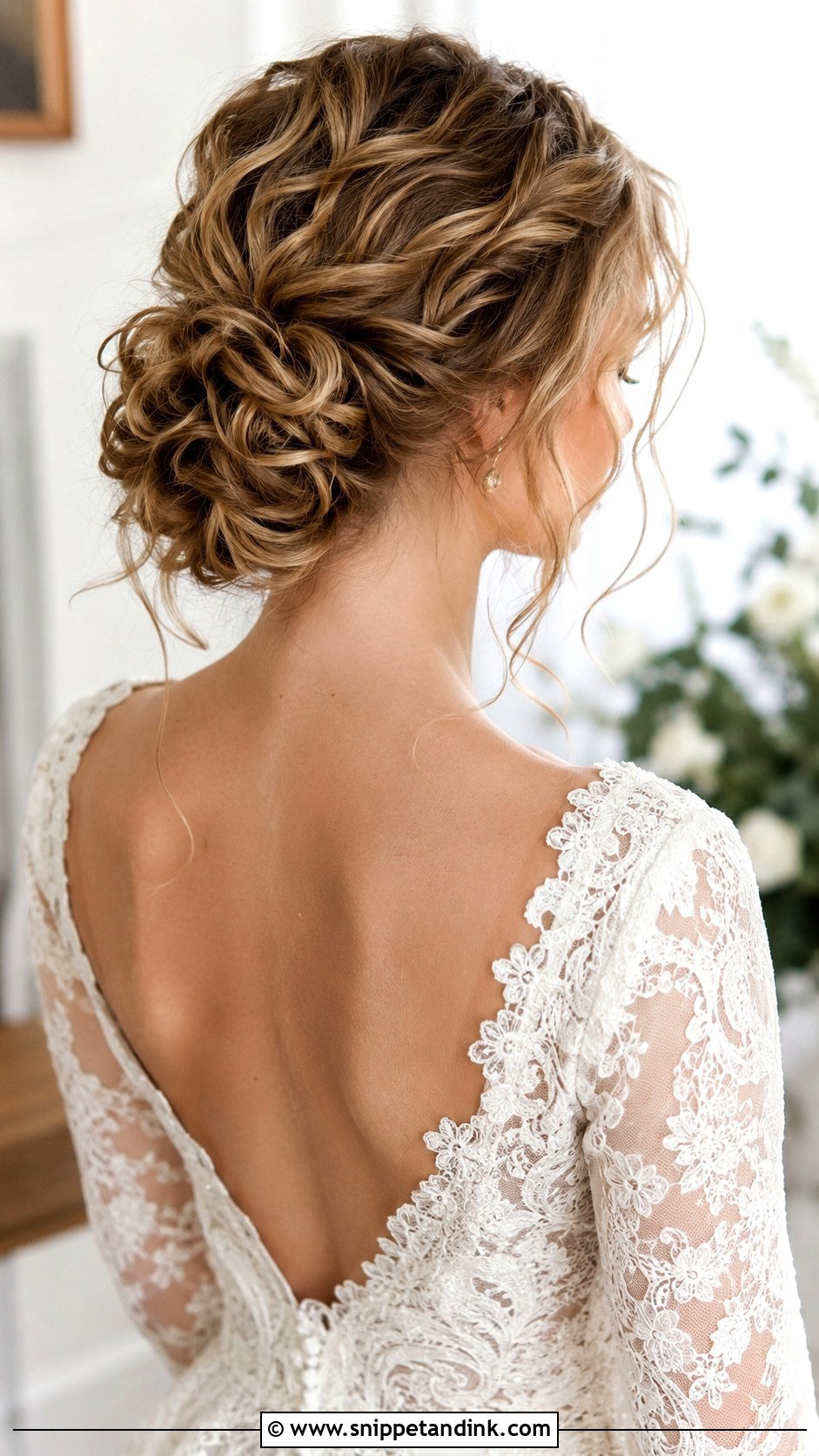 Curly Low Bun Bridal Updo - Snippet and Ink - 25 Long Curly Hairstyles for Wedding