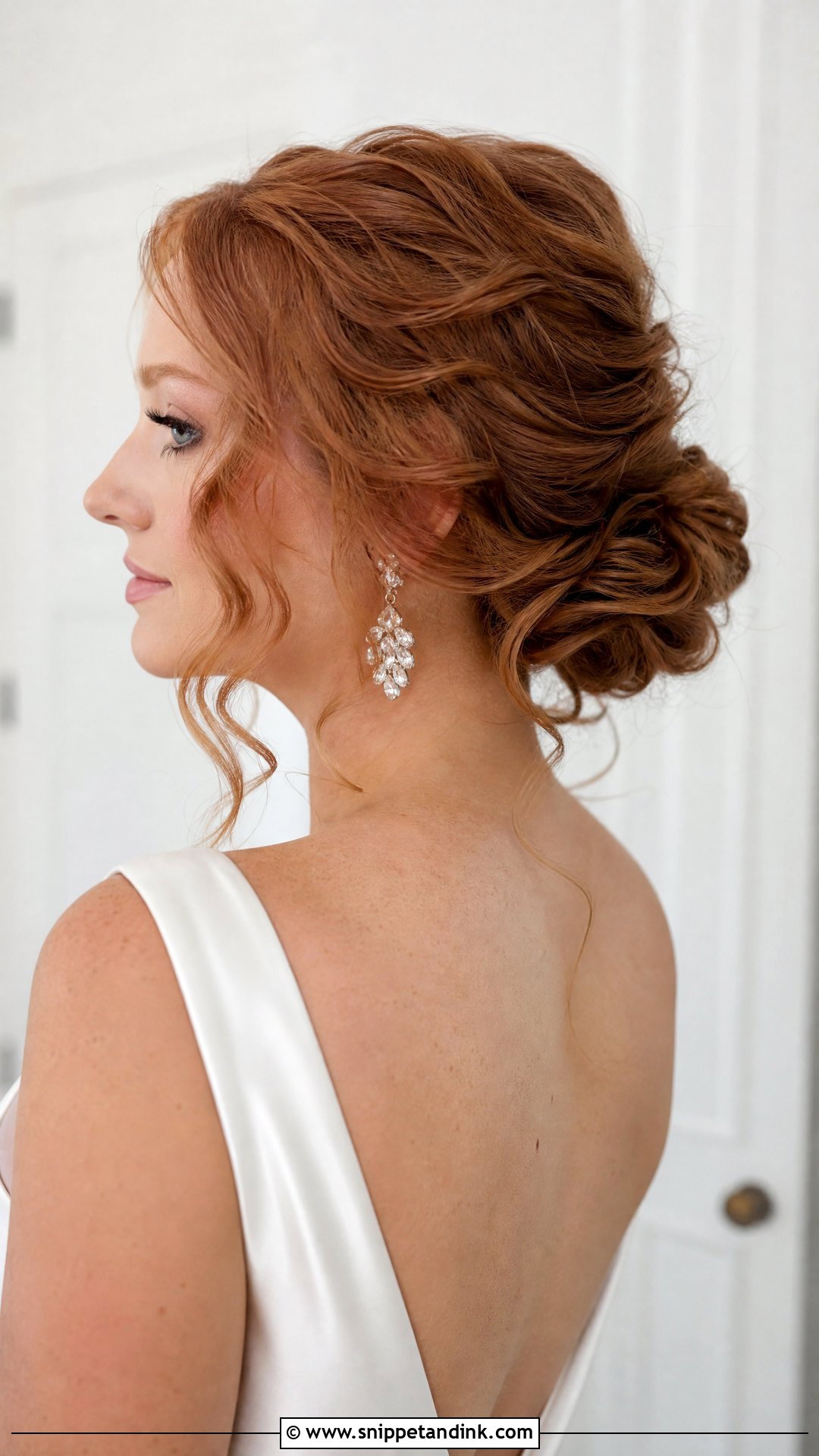 Curly Low Bun Bridal Updo - Snippet and Ink - 20 Curly Hair Bride Wedding Day Ideas