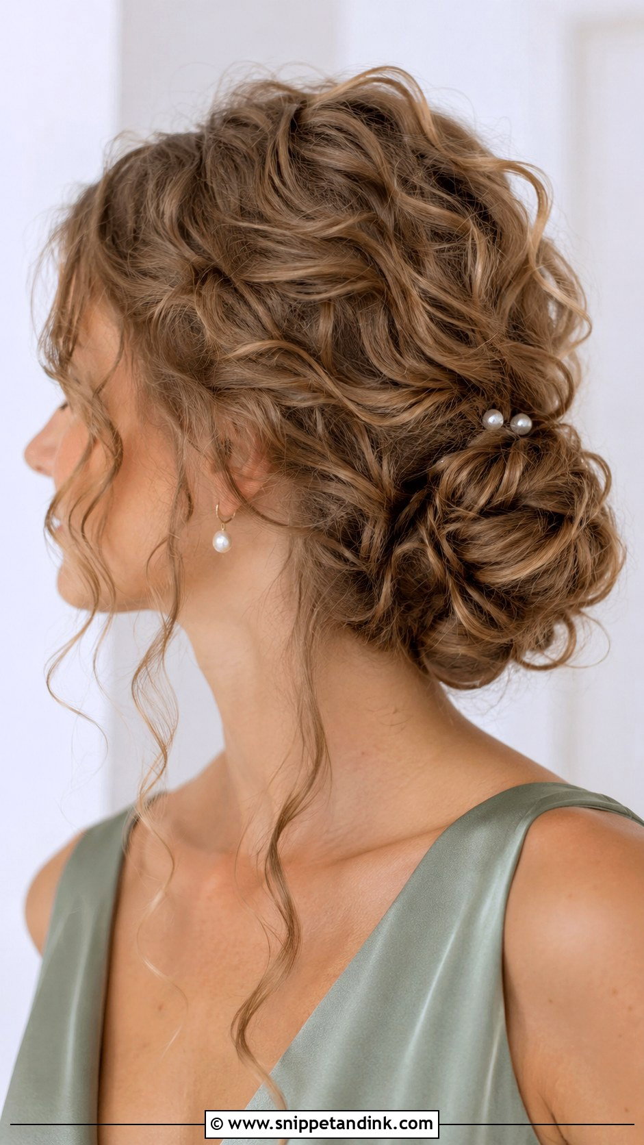 Curly Low Bun Bridesmaid Hair - Snippet and Ink - 20 Curly Hairstyles for Wedding Bridesmaid