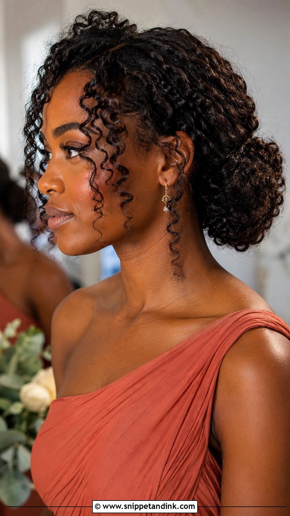 Curly Low Bun Bridesmaid Updo - Snippet and Ink - 20 Simple Easy Updo Wedding Hairstyles Medium Length Bridesmaid