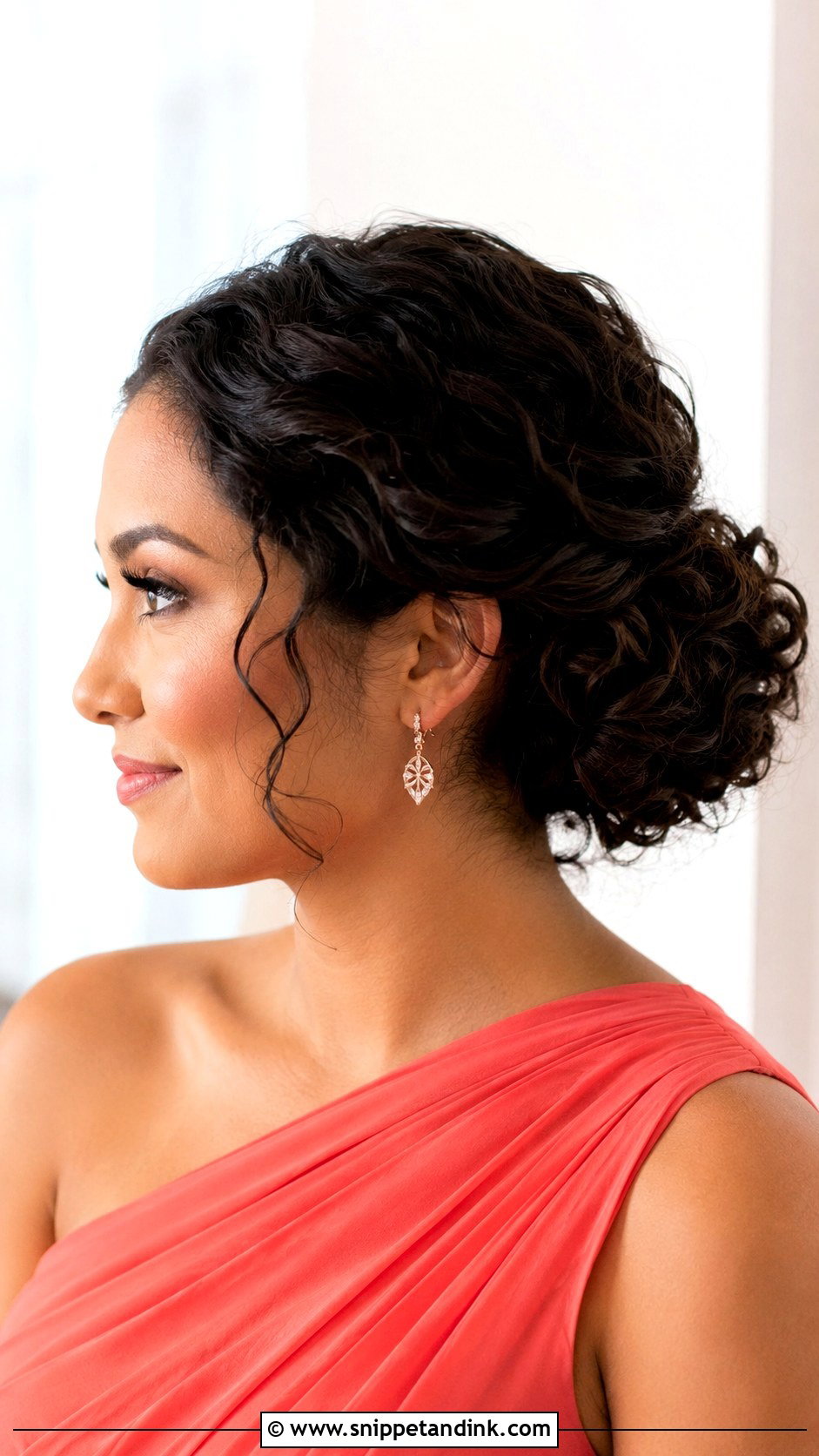 Curly Low Bun For Short Hair Bridesmaid - Snippet and Ink - 20 Short Hair Bridesmaid Hairstyles Updo Low Buns