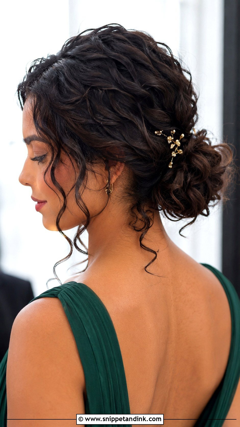 Curly Low Bun For Wedding Guest - Snippet and Ink - 15 Hair Bun for Wedding Guest Ideas