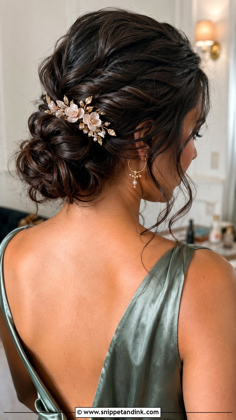 Curly Low Bun Wedding Guest Hairstyle - Snippet and Ink - 25 Curly Hairstyles Wedding Guest