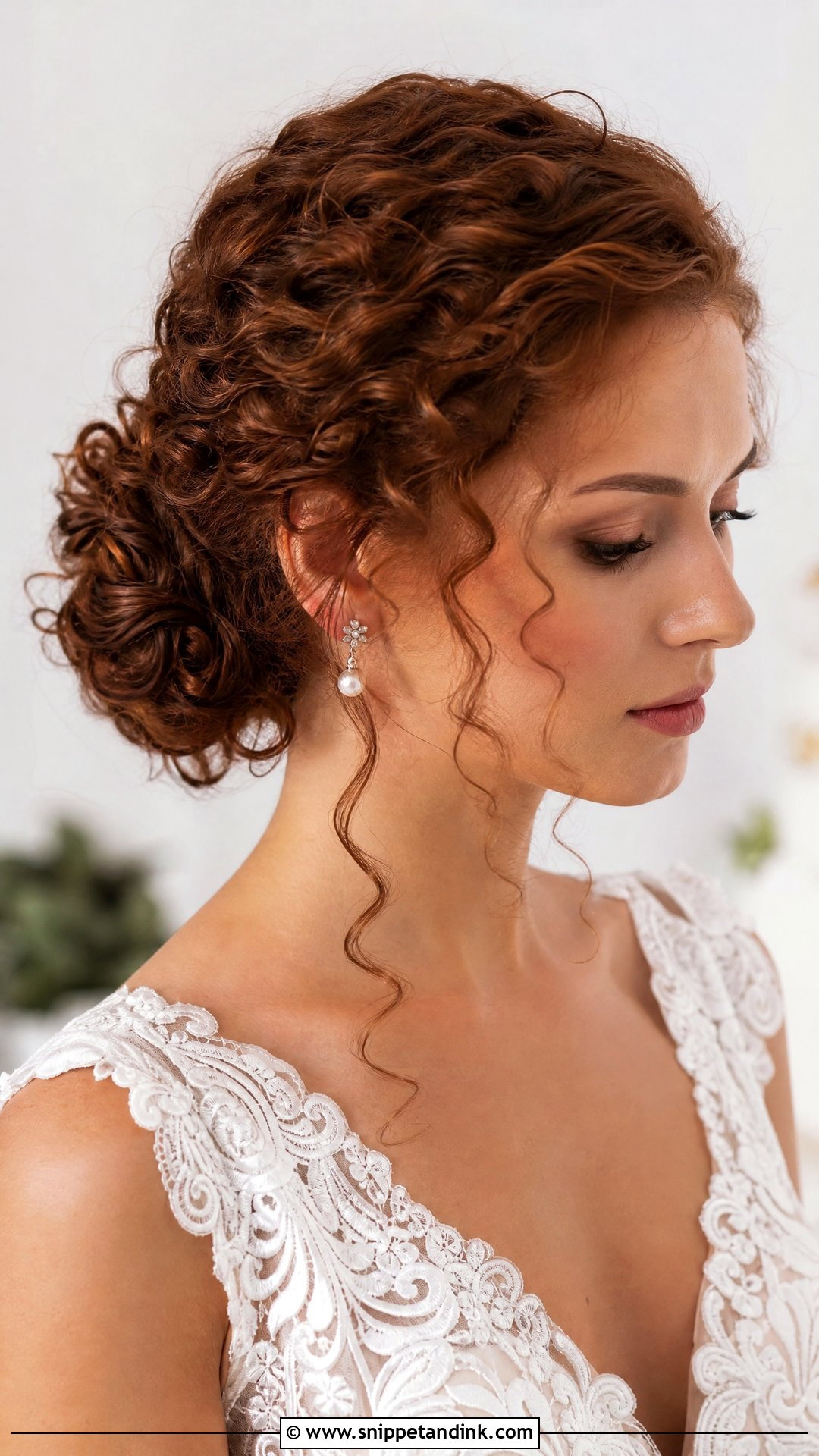 Curly Low Bun Wedding Hair - Snippet and Ink - 15 Curls Hair Styles for Wedding