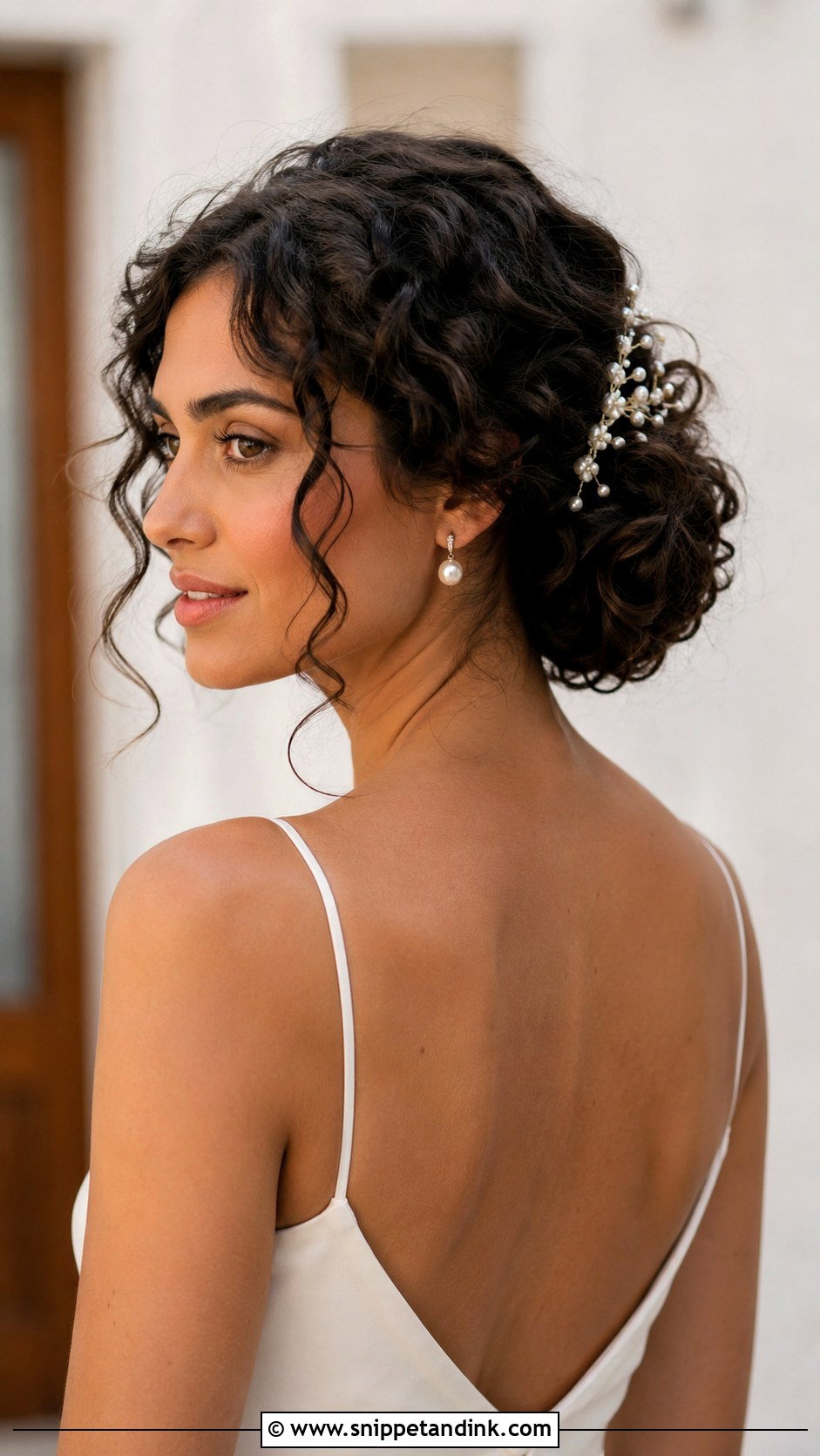 Curly Low Bun Wedding Hair - Snippet and Ink - 20 Hairstyles for Curly Hair for Wedding