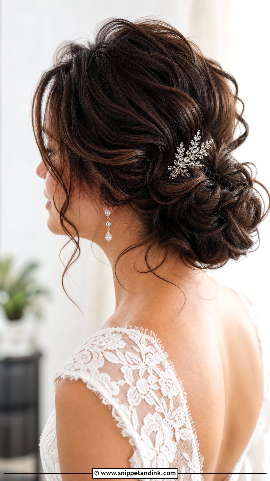 Curly Low Bun Wedding Hair - Snippet and Ink - 15 Curled Wedding Hairstyles