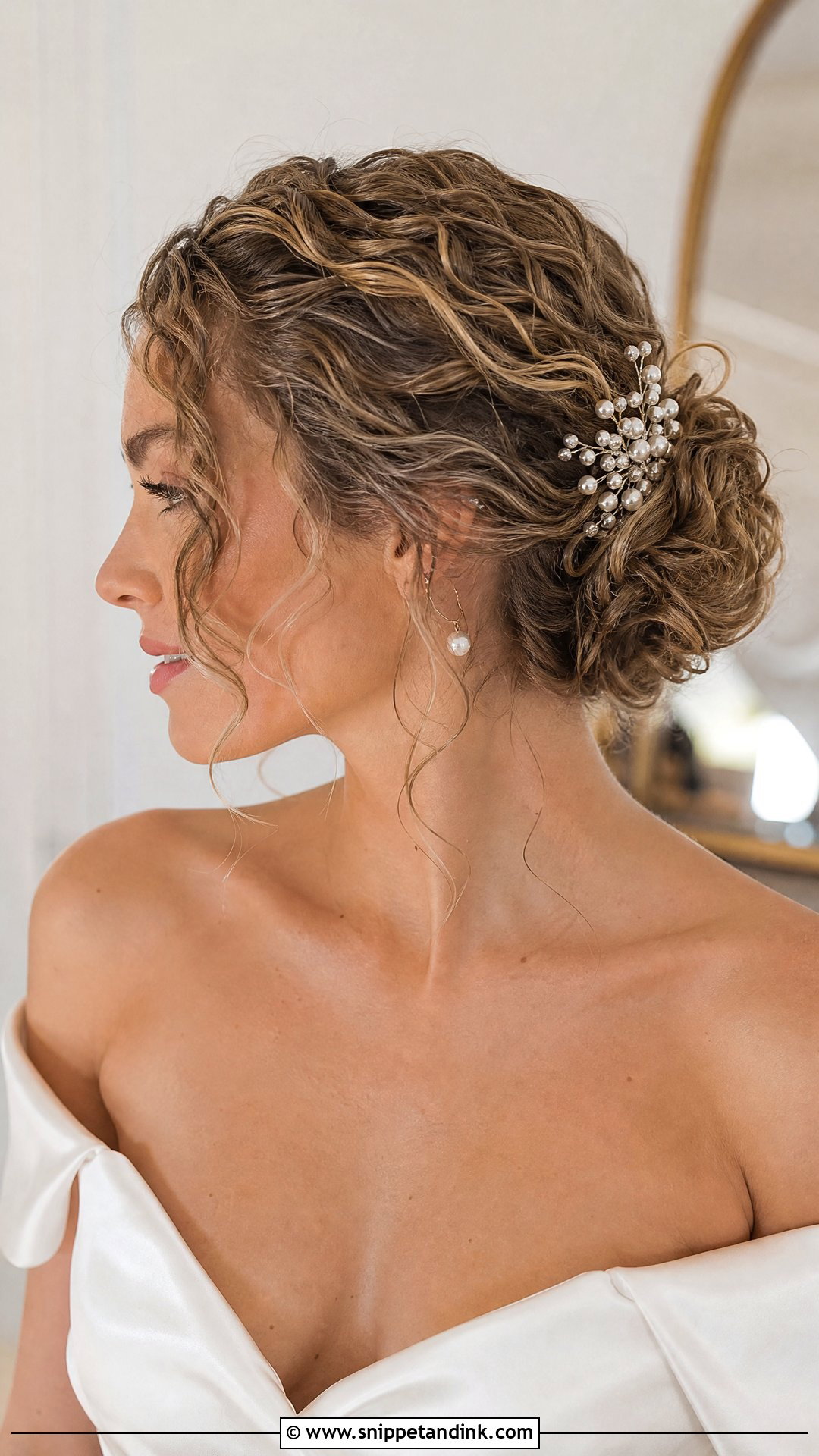 Curly Low Bun Wedding Hairstyle - Snippet and Ink - 15 Curly Hair Wedding Hairstyle Ideas