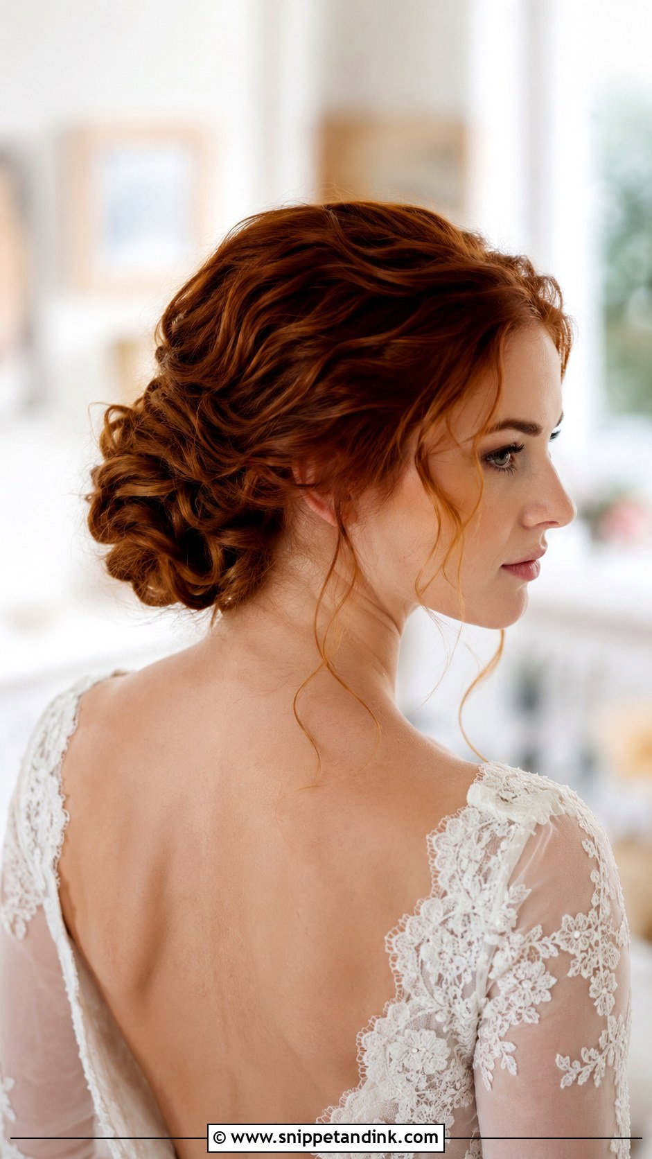 Curly Low Bun Wedding Hairstyle - Snippet and Ink - 30 Curly Hair Bride Ideas