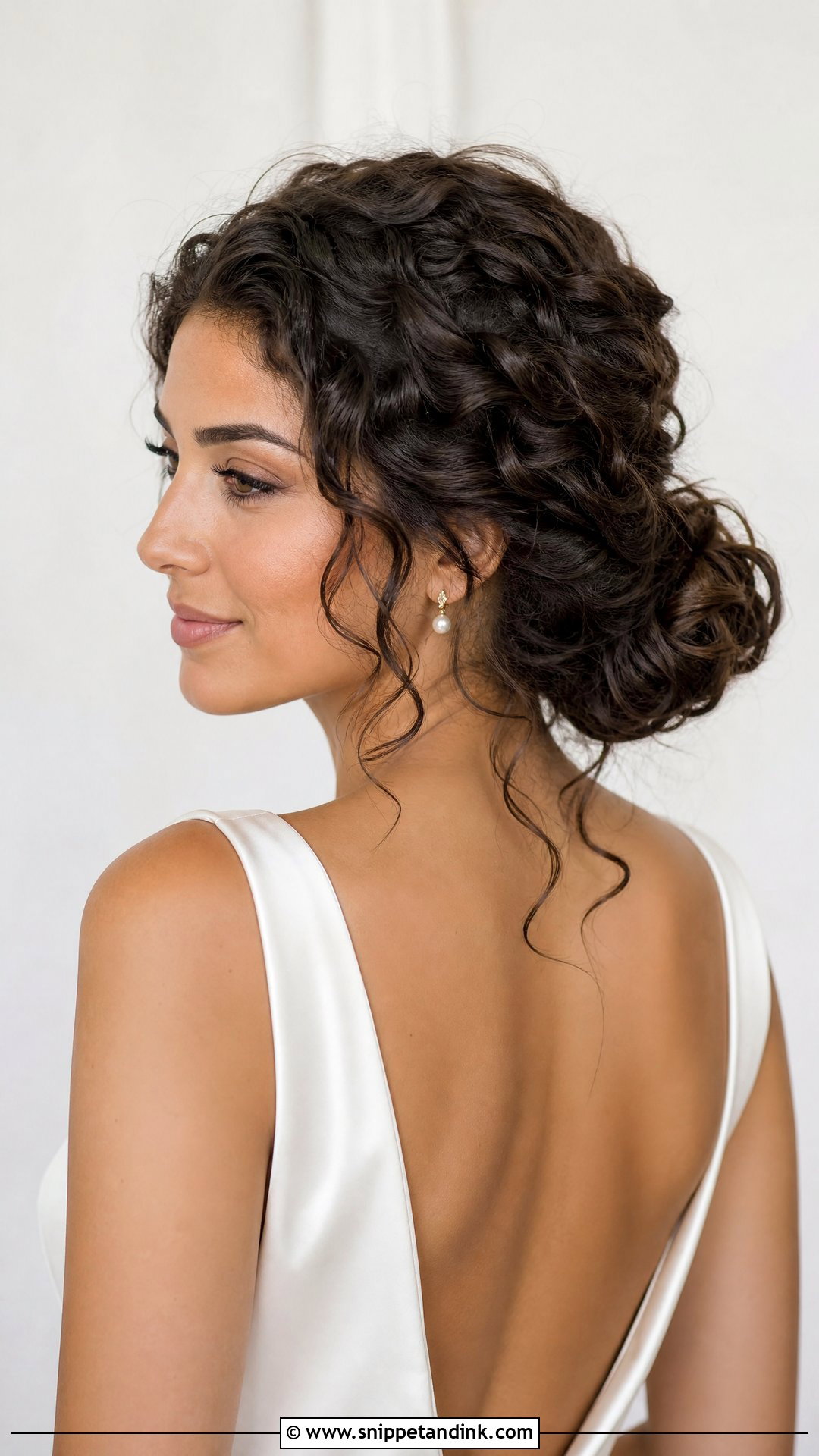 Curly Low Bun Wedding Hairstyle - Snippet and Ink - 15 Wedding Hairstyles for Long Curly Hair