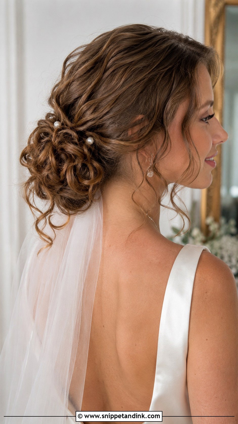 Curly Low Bun Wedding Hairstyle - Snippet and Ink - 25 Long Curly Wedding Hair Ideas