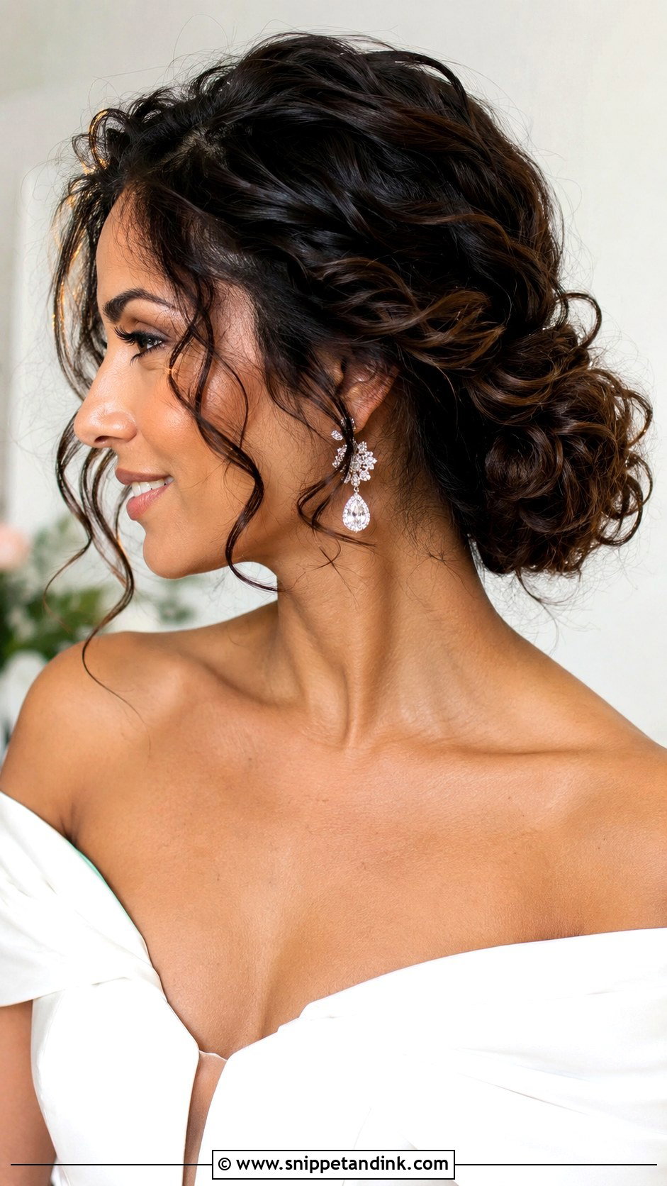 Curly Low Bun Wedding Hairstyle - Snippet and Ink - 25 Natural Curls Wedding Hair