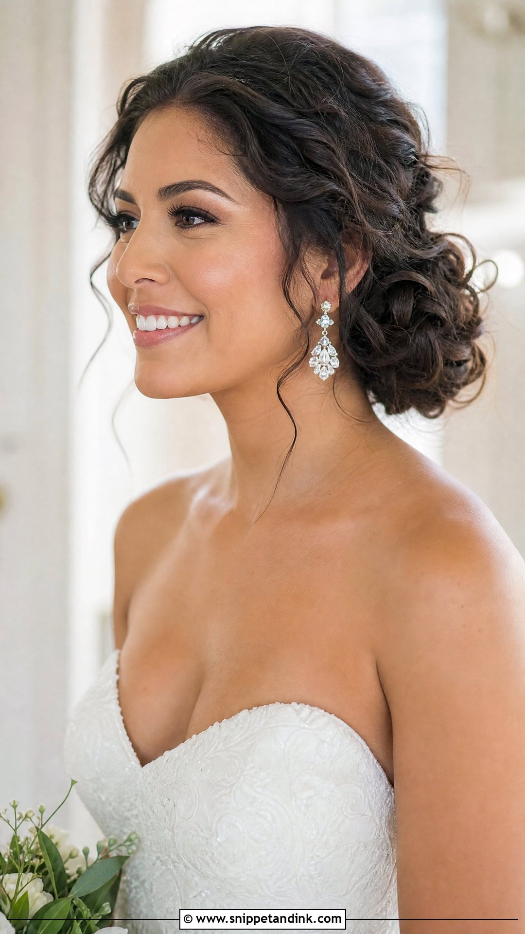 Curly Low Bun Wedding Updo - Snippet and Ink - 20 Natural Curly Wedding Hair Ideas