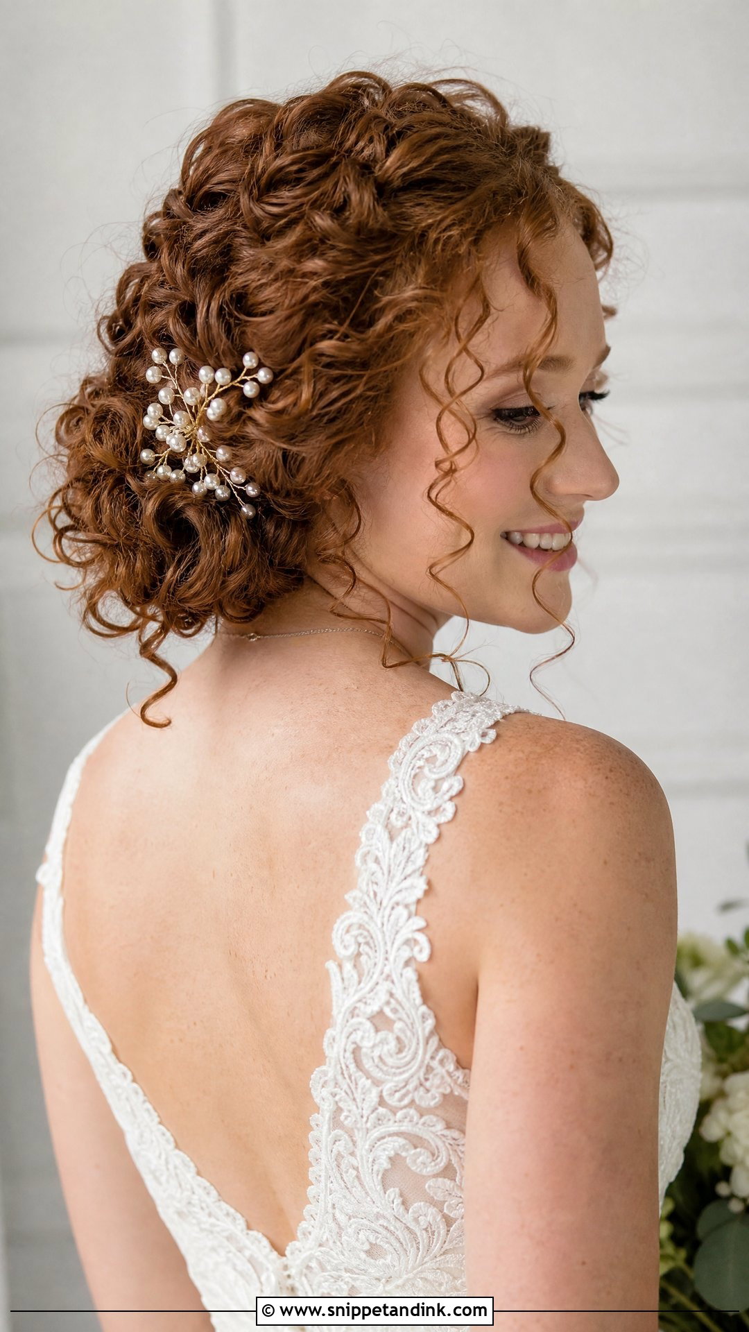 Curly Low Bun Wedding Updo - Snippet and Ink - 20 Naturally Curly Wedding Hair Ideas