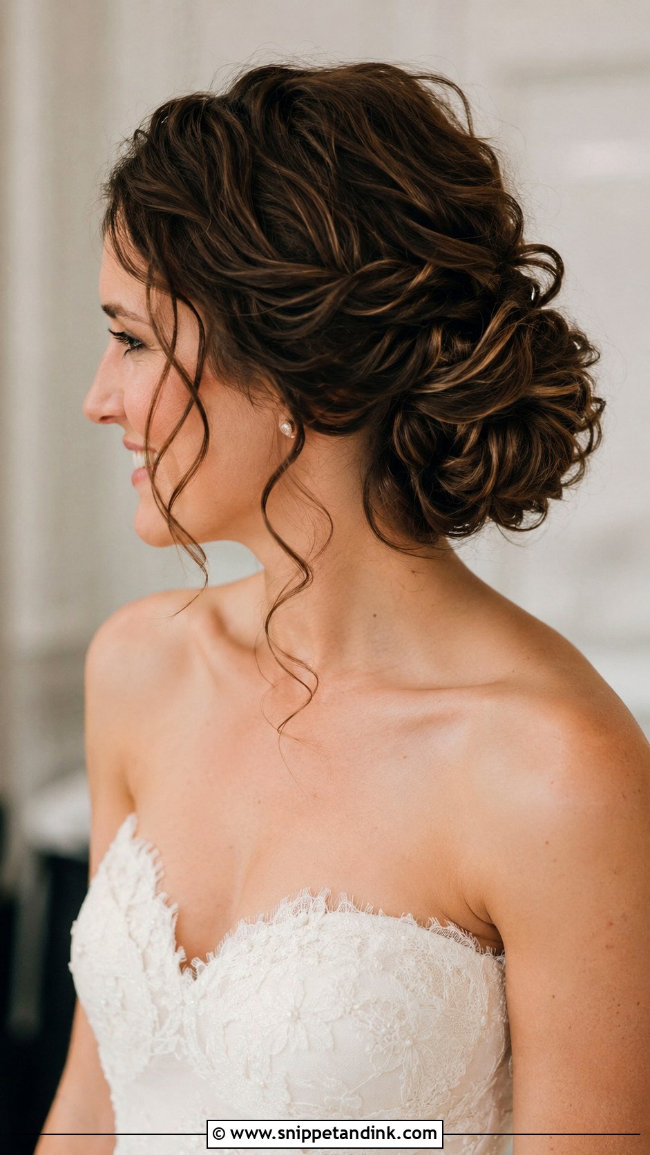 Curly Low Bun Wedding Updo - Snippet and Ink - 25 Curly Hair Wedding Hairstyles