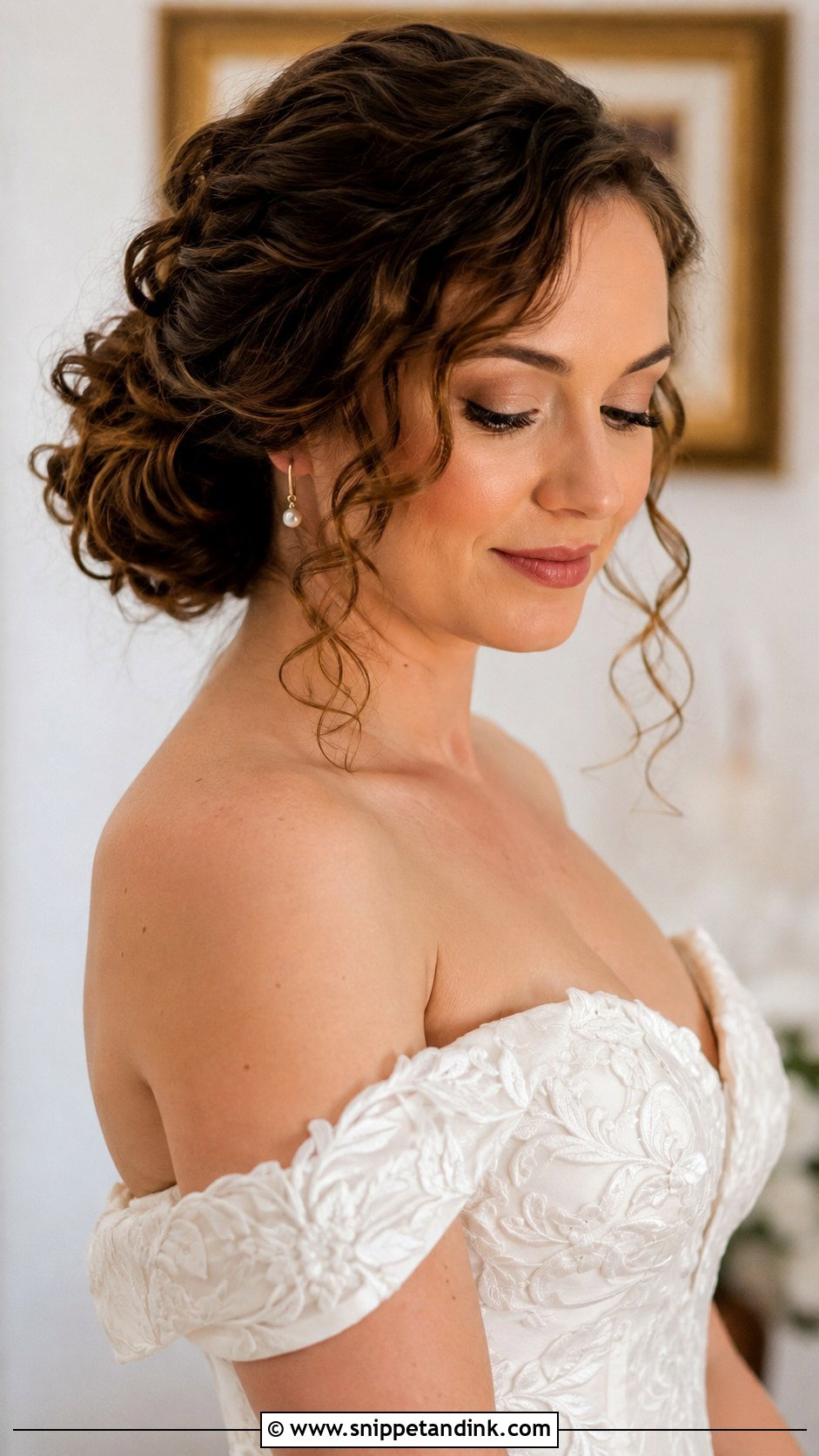 Curly Low Bun Wedding Updo - Snippet and Ink - 25 Curly Hairstyle for Wedding Ideas