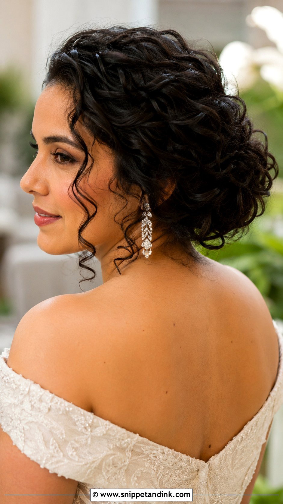 Curly Low Bun Wedding Updo - Snippet and Ink - 30 Curly Wedding Hairstyles