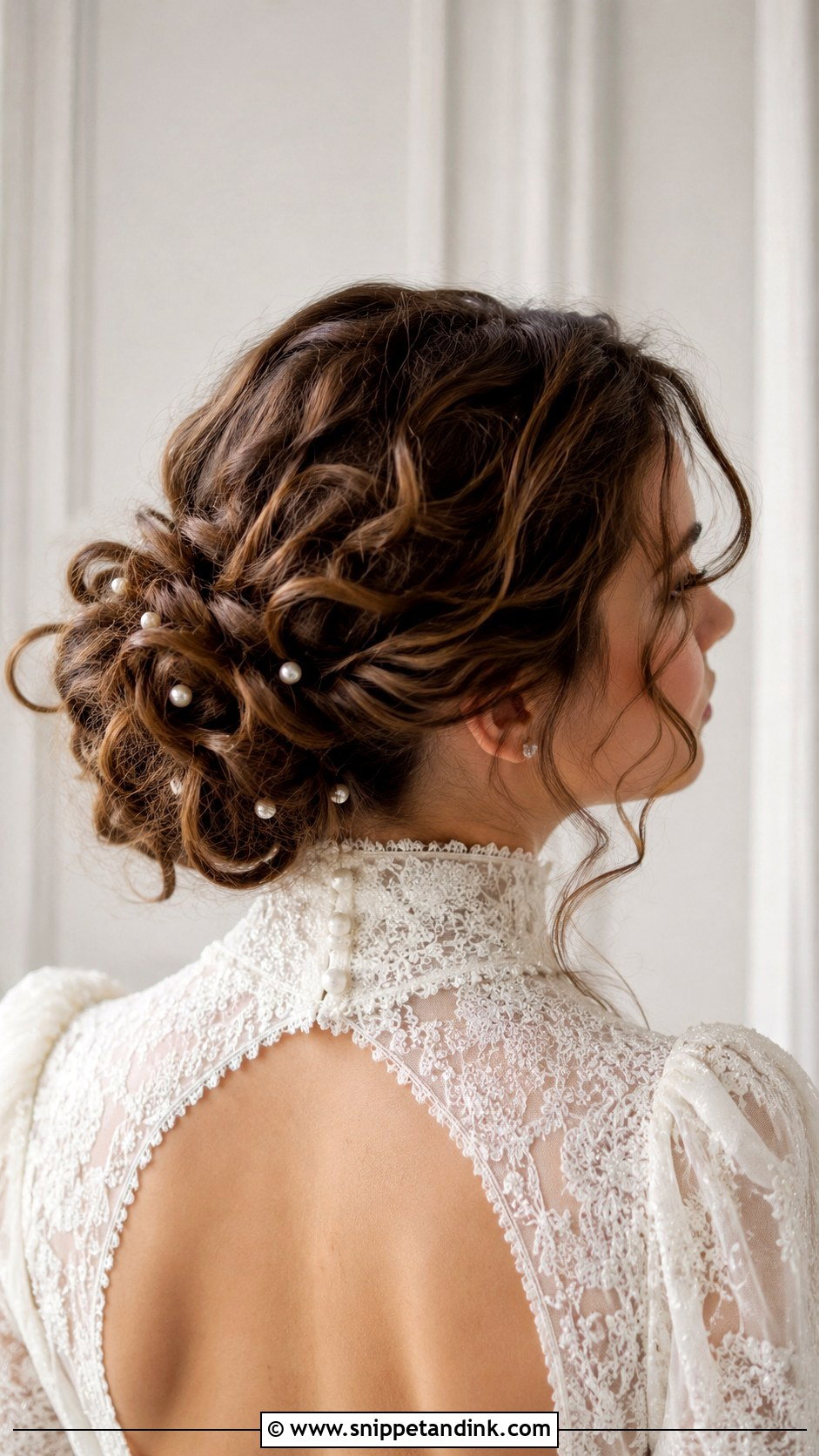 Curly Low Bun With Tendrils - Snippet and Ink - 25 Wedding Hair Curls