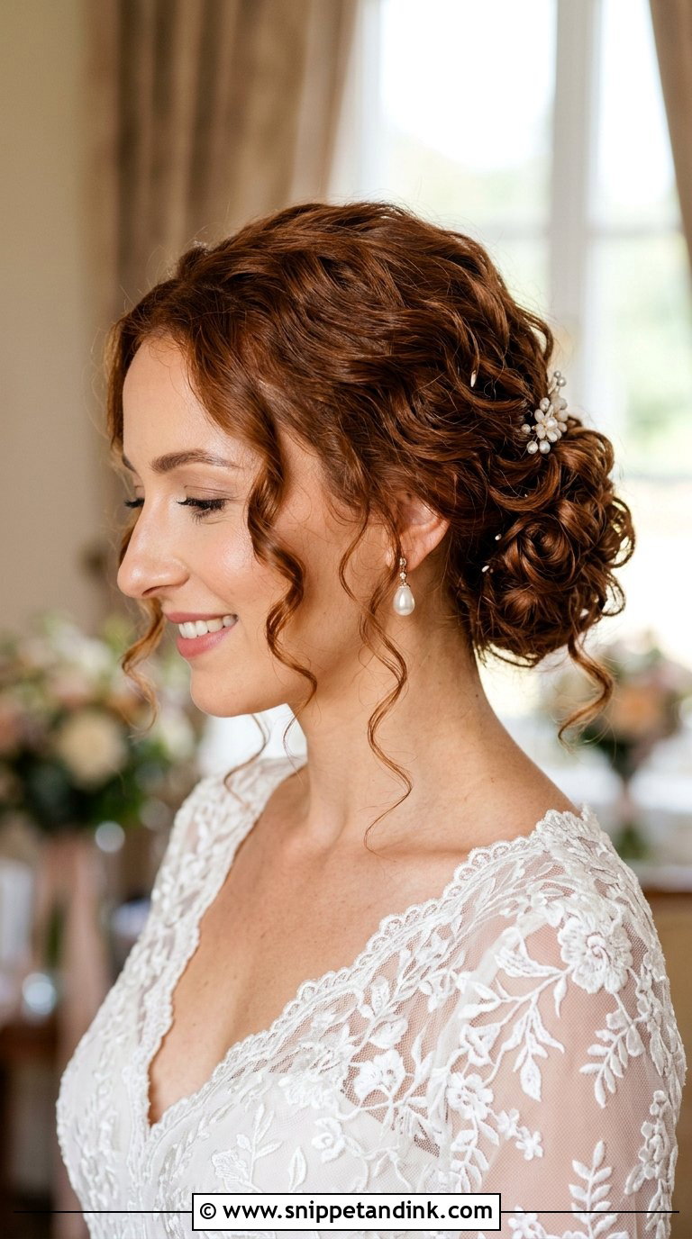 Curly Low Bun for Bride - Snippet and Ink - 20 Bridal Hair Curls