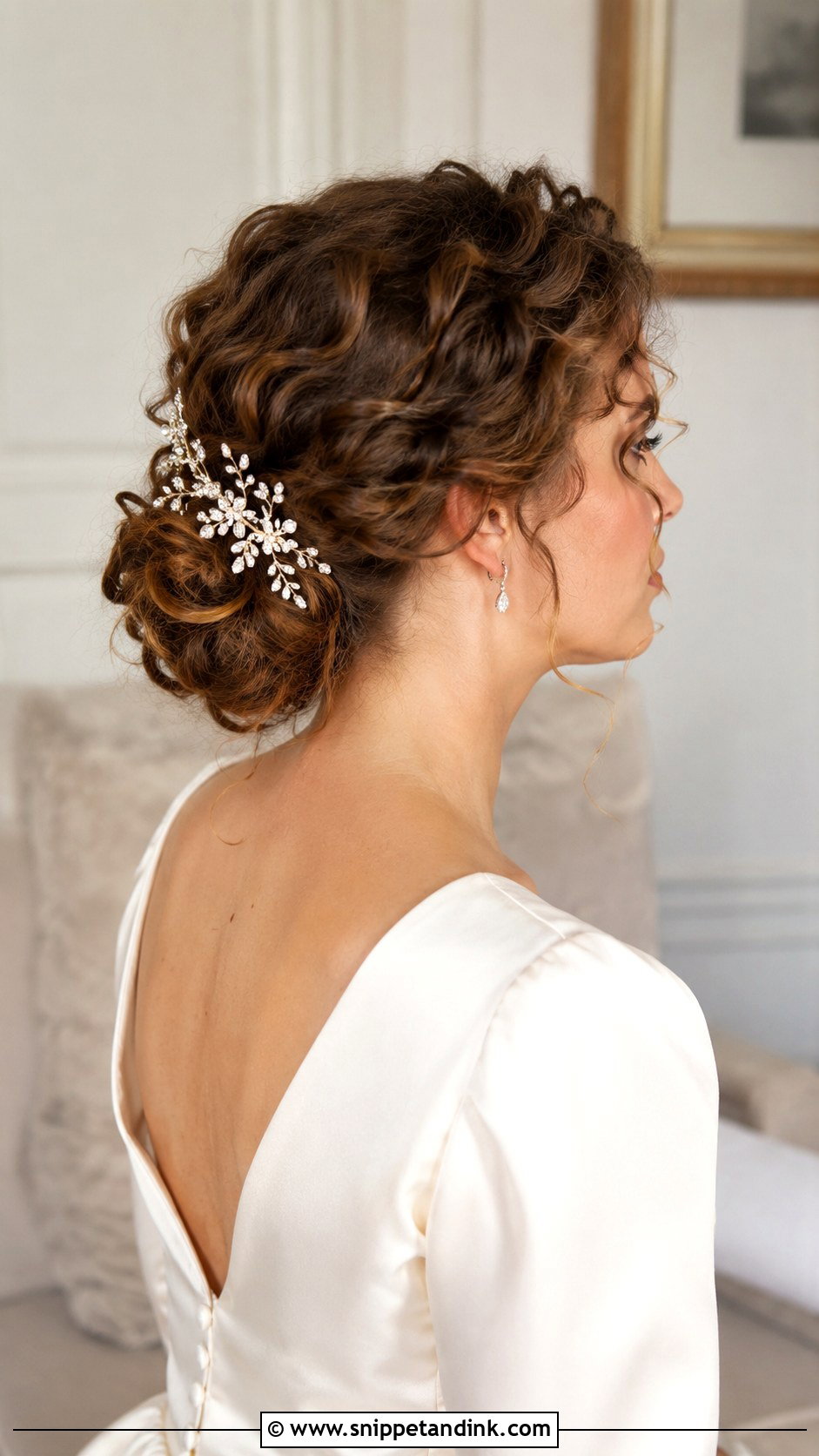 Curly Low Bun for Fine Hair - Snippet and Ink - 20 Wedding Hair for Fine Hair Ideas