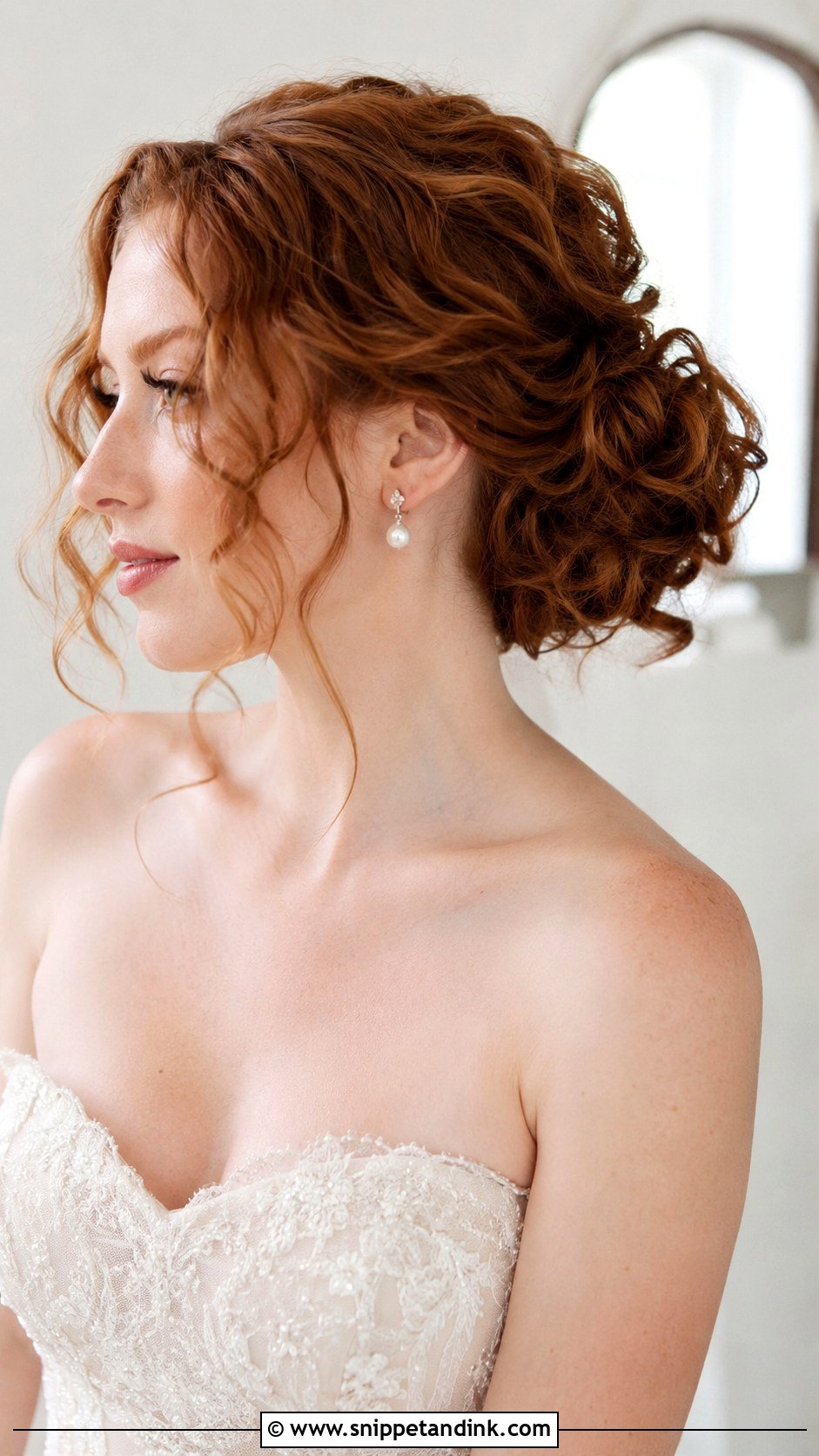 Curly Low Bun for Medium Hair Wedding - Snippet and Ink - 20 Curly Hairstyles for Medium Hair Wedding