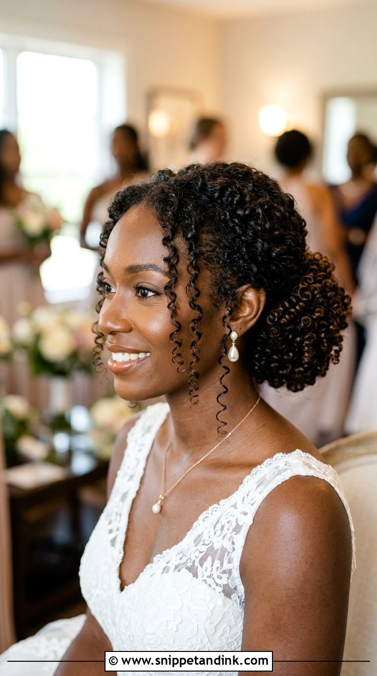 Curly Low Bun for Wedding - Snippet and Ink - 20 Bun Hairstyle for Wedding Ideas