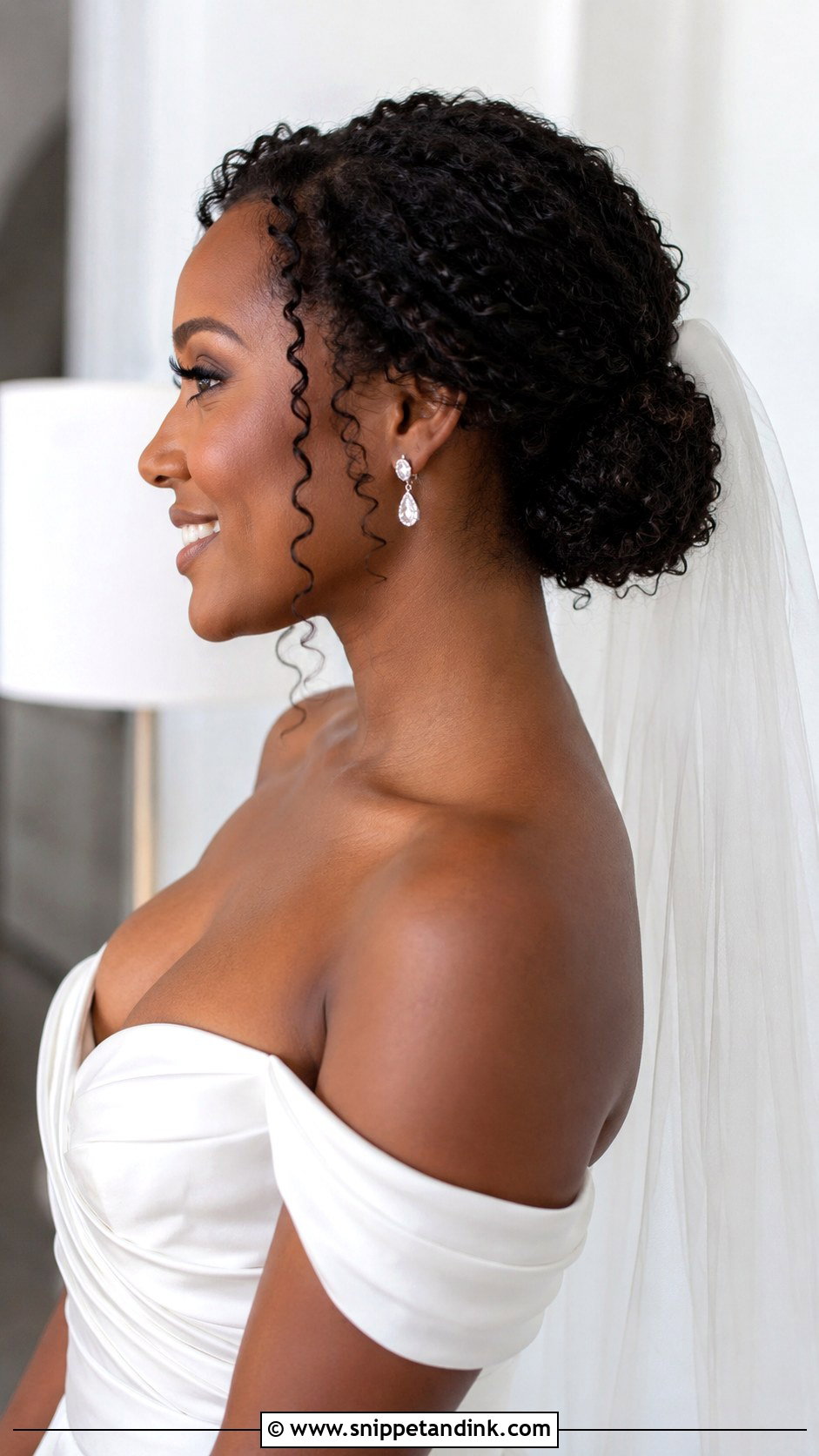 Curly Low Bun for Wedding - Snippet and Ink - 25 Curly Hair Styles for Wedding