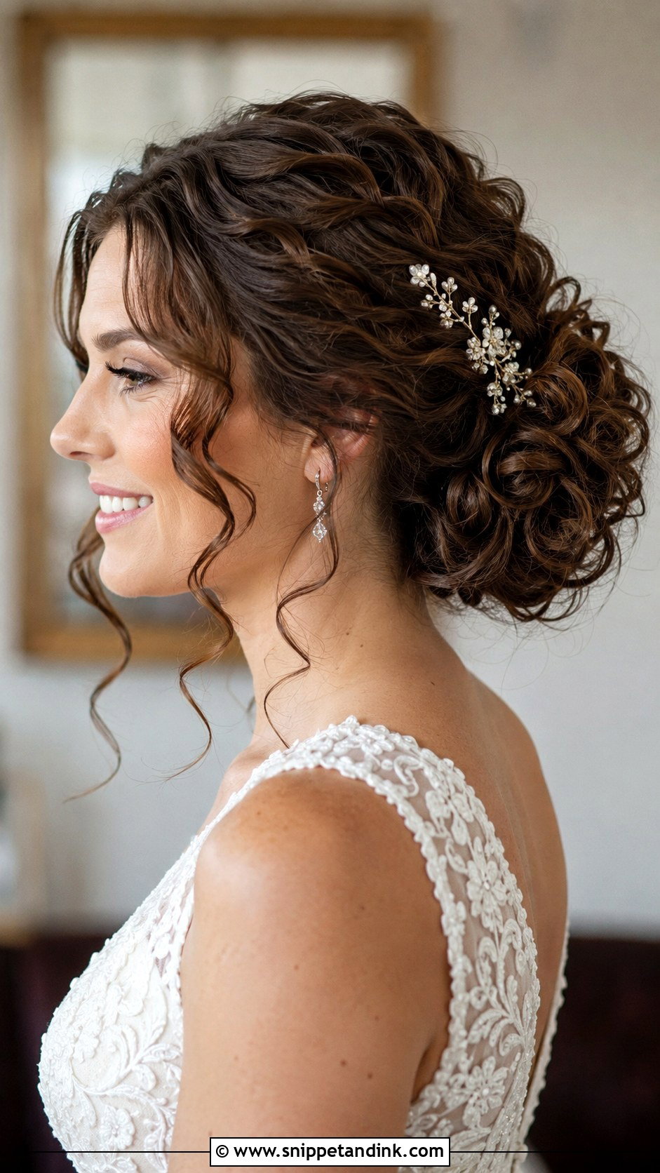 Curly Low Chignon Wedding Hairstyle - Snippet and Ink - 20 Naturally Curly Hairstyles for Wedding