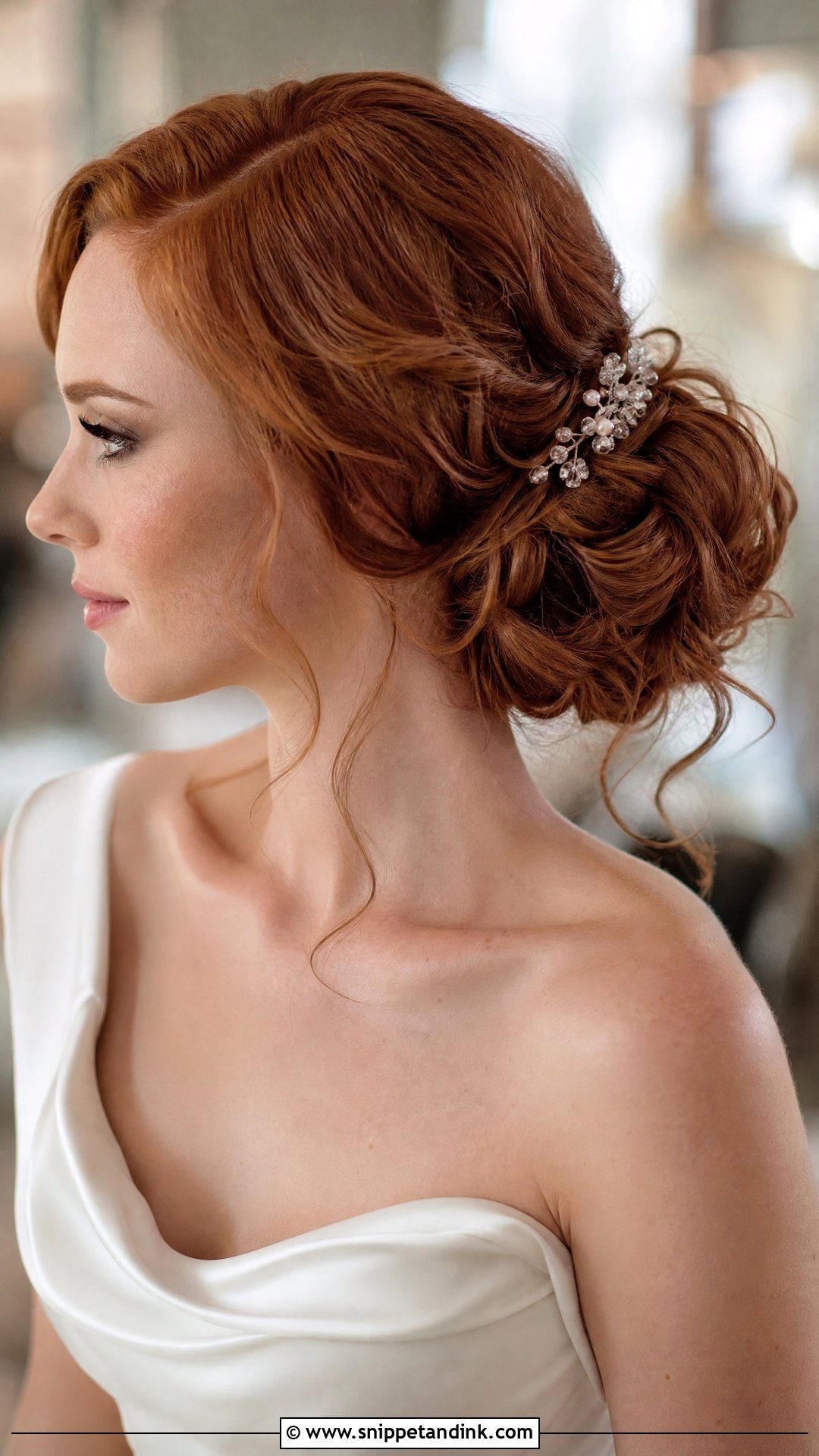 Curly Low Chignon With Side Part - Snippet and Ink - 30 Curly Hair Wedding Styles