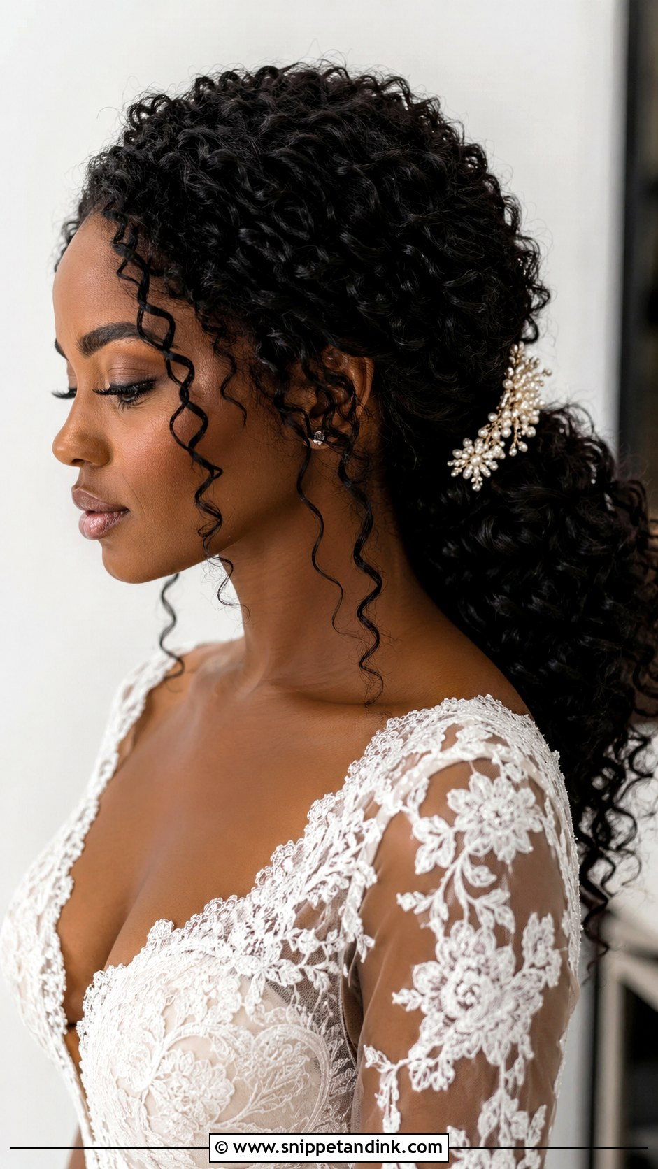 Curly Low Ponytail Bridal Hair - Snippet and Ink - 15 Low Ponytail Bridal Hair Ideas