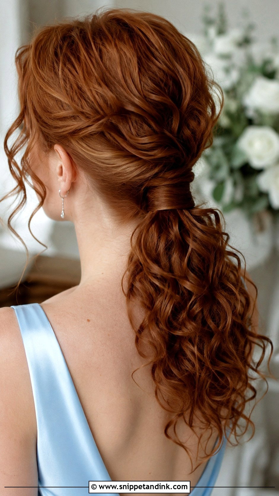 Curly Low Ponytail Bridesmaid Hair - Snippet and Ink - 20 Curly Hairstyles for Wedding Bridesmaid