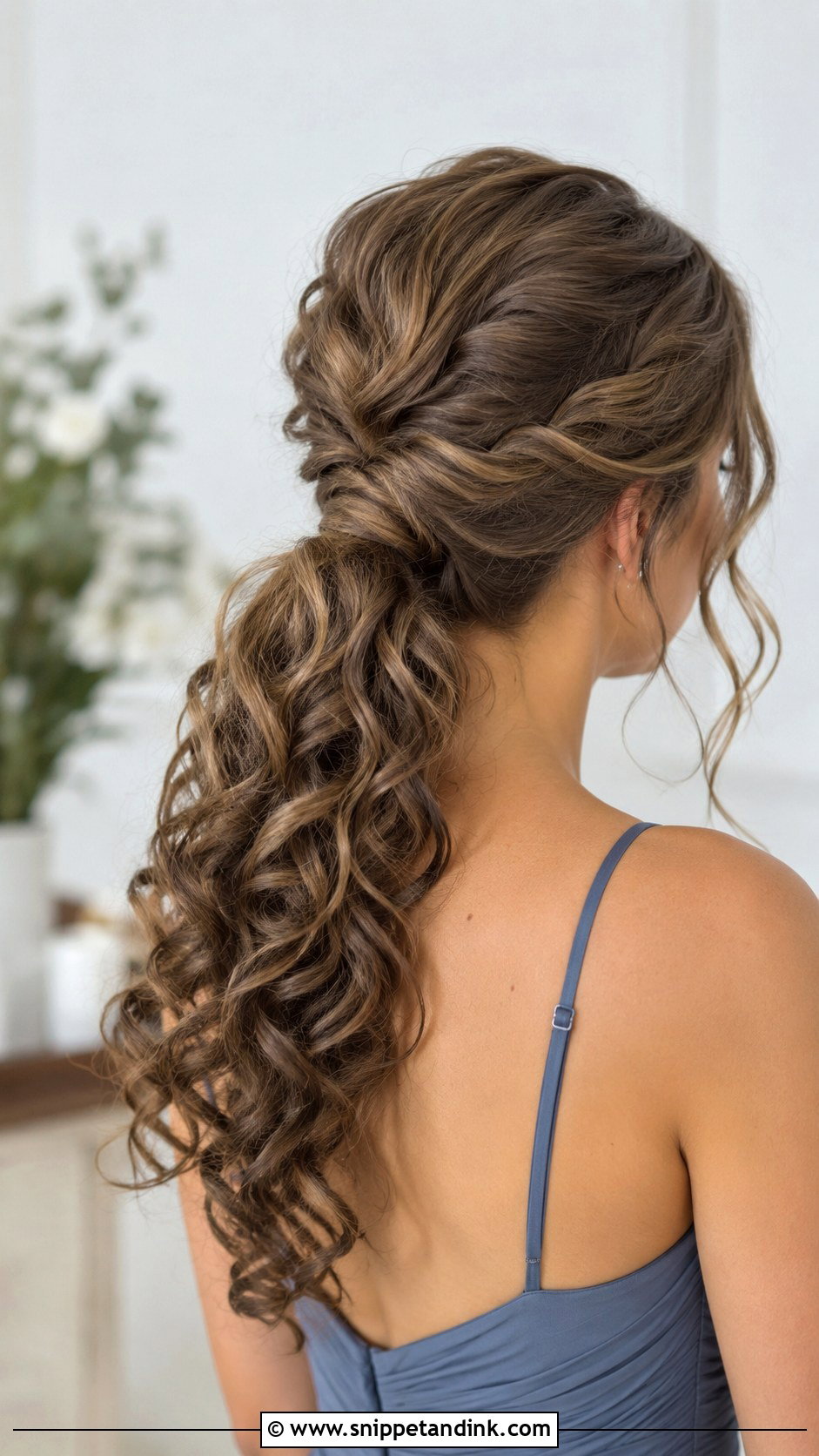 Curly Low Ponytail Bridesmaid Hair - Snippet and Ink - 25 Curly Hair Bridesmaid Styles