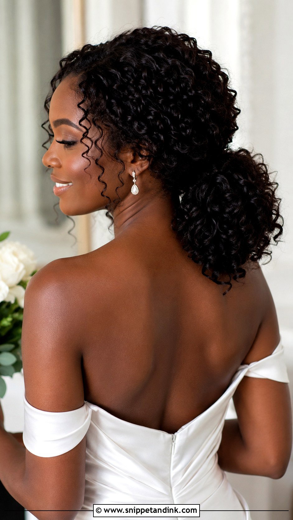 Curly Low Ponytail Wedding Hair - Snippet and Ink - 25 Low Ponytail Wedding Hair Ideas