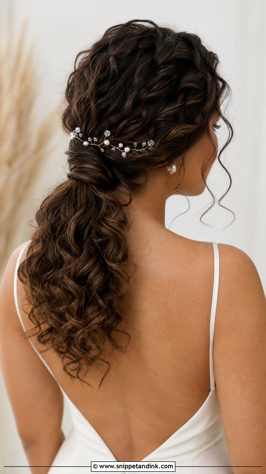 Curly Low Ponytail Wedding Hairstyle - Snippet and Ink - 15 Curly Hair Wedding Hairstyle Ideas