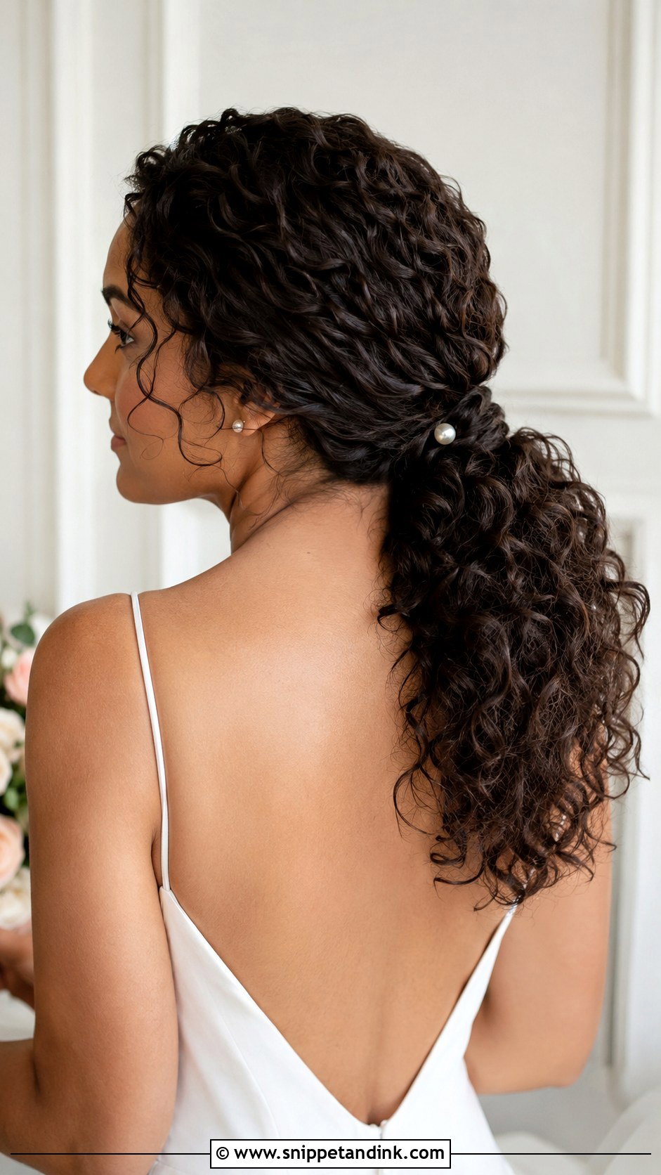 Curly Low Ponytail With Volume - Snippet and Ink - 25 Curly Bride Hairstyles