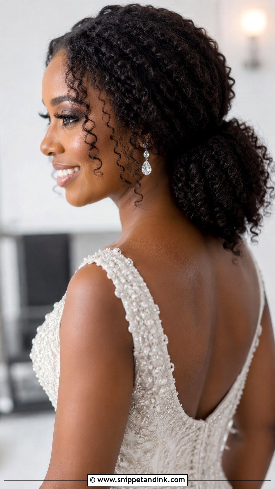 Curly Low Ponytail for Natural Hair - Snippet and Ink - 20 Low Pony Wedding Hairstyles