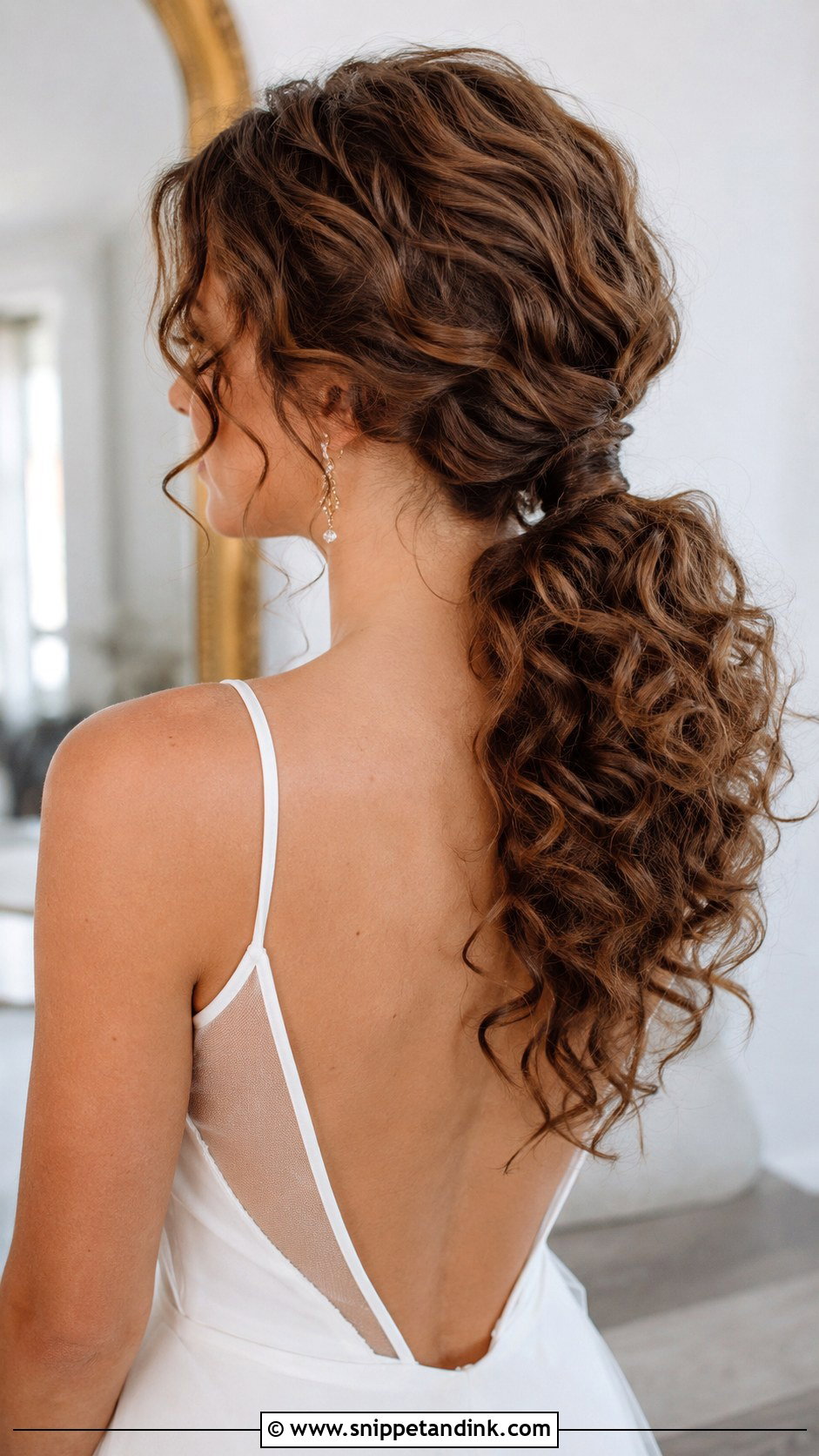 Curly Low Ponytail for Wedding - Snippet and Ink - 20 Curly Hairstyles for Medium Hair Wedding