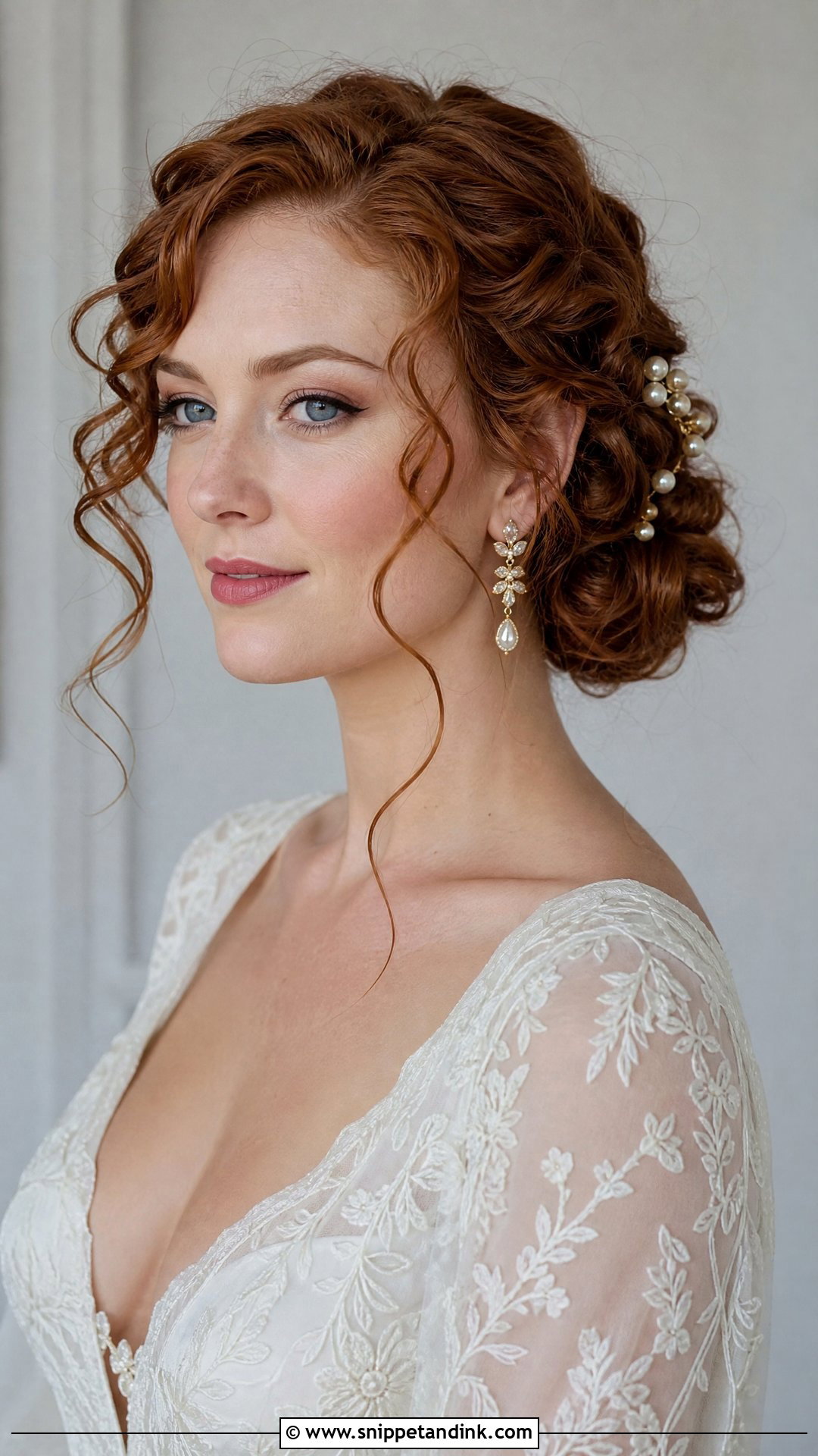 Curly Low Side Bun With Tendrils - Snippet and Ink - 20 Curly Hairstyles for Weddings