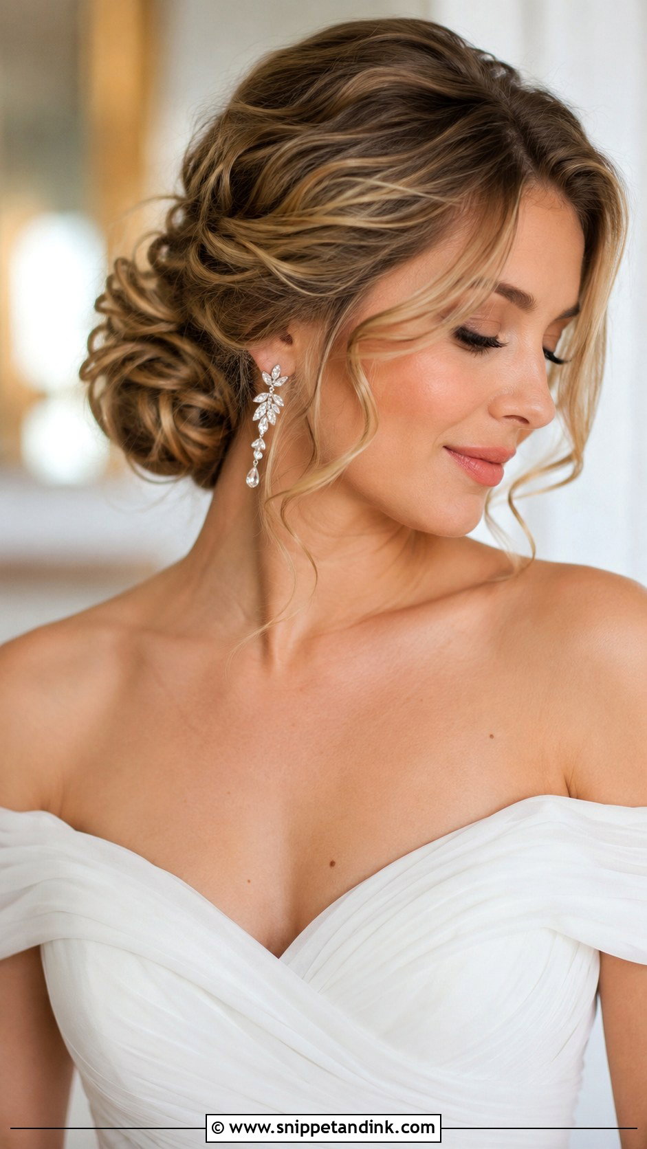 Curly Low Side Bun for Brides - Snippet and Ink - 25 Natural Curly Wedding Hairstyles