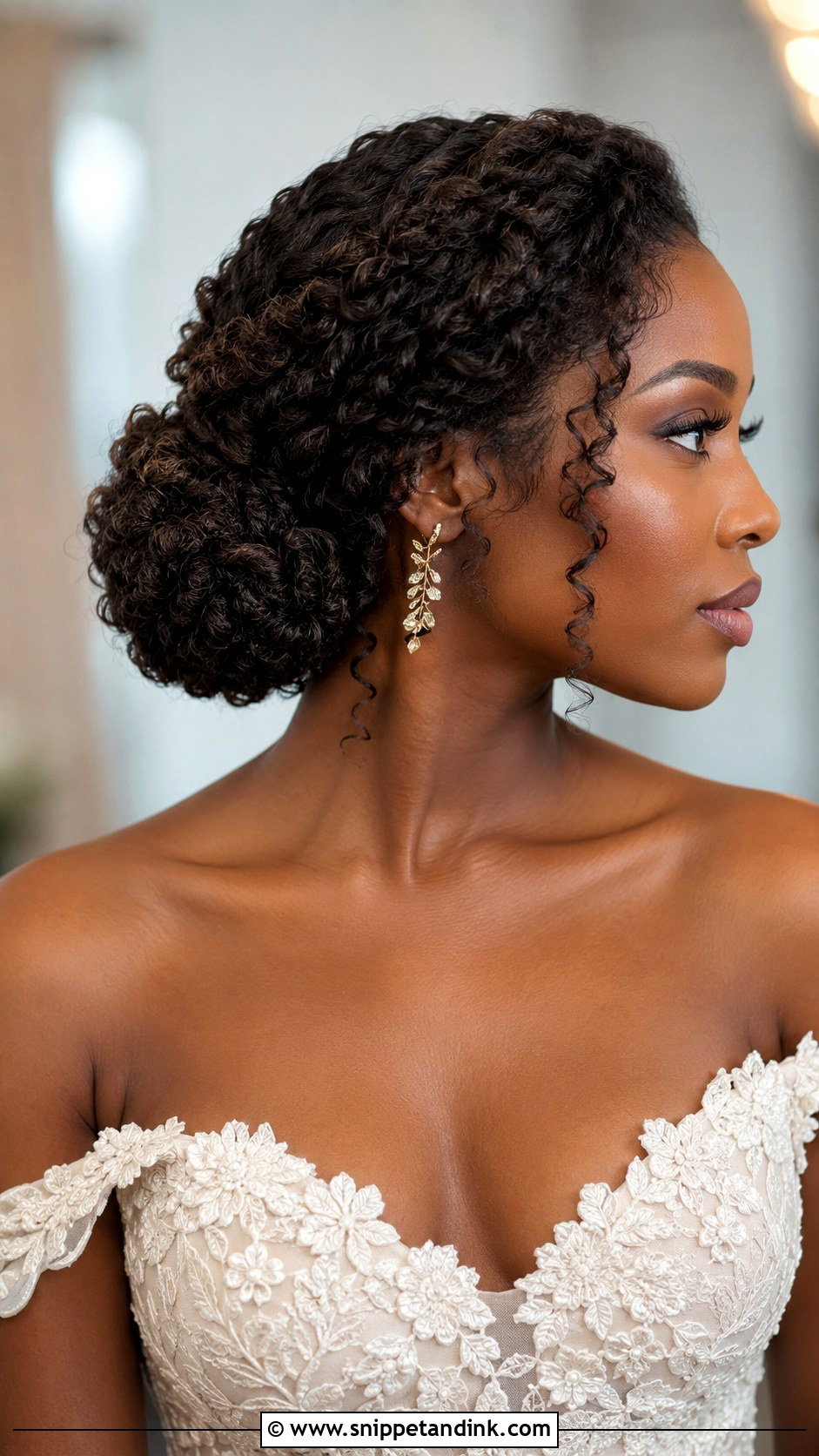 Curly Low Textured Bun Wedding Hair - Snippet and Ink - 15 Low Textured Bun Wedding Hair Ideas