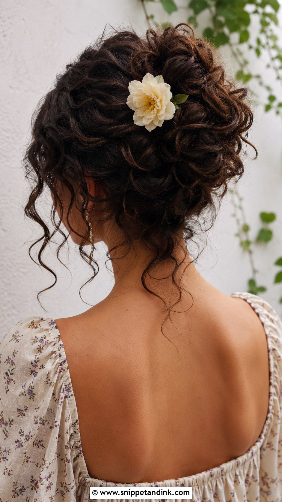 Curly Messy Bun - Snippet and Ink - 25 Curly Hairstyles for Wedding Guest