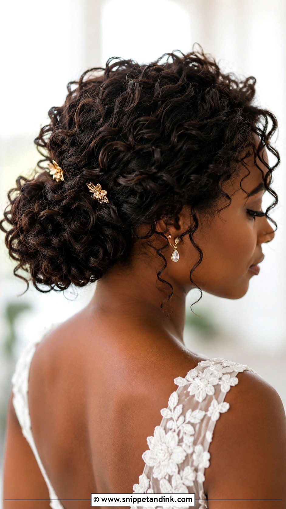 Curly Messy Bun For Short Hair Wedding - Snippet and Ink - 15 Messy Bun for Short Hair Wedding Ideas