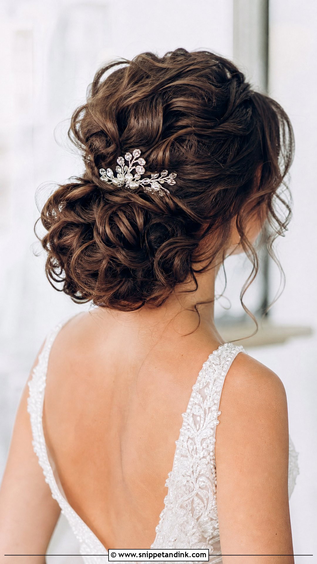 Curly Messy Bun Wedding Hair For Long Hair - Snippet and Ink - 15 Curly Messy Bun Wedding Hair Ideas