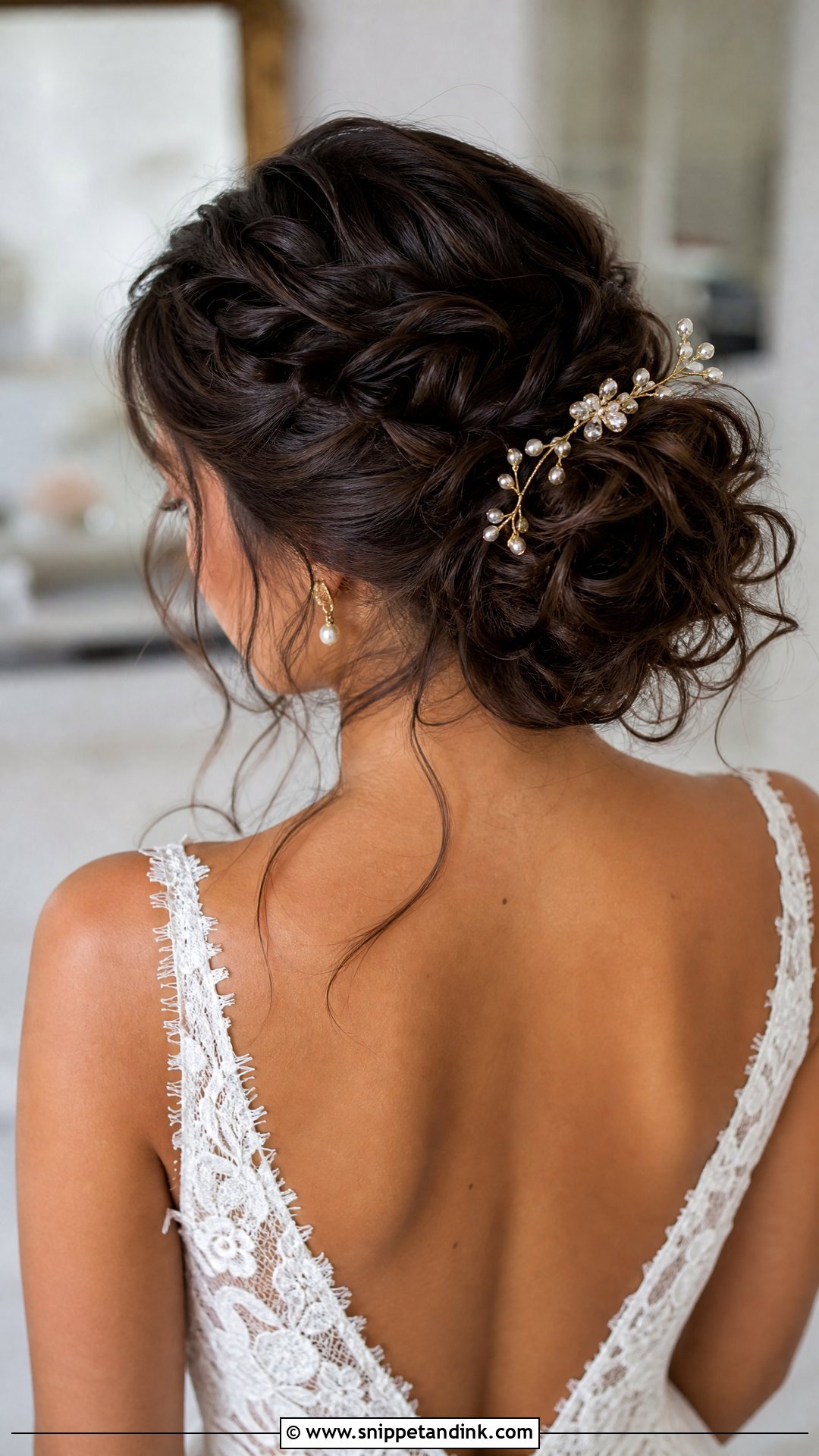 Curly Messy Bun Wedding Hair With Braids - Snippet and Ink - 15 Curly Messy Bun Wedding Hair Ideas