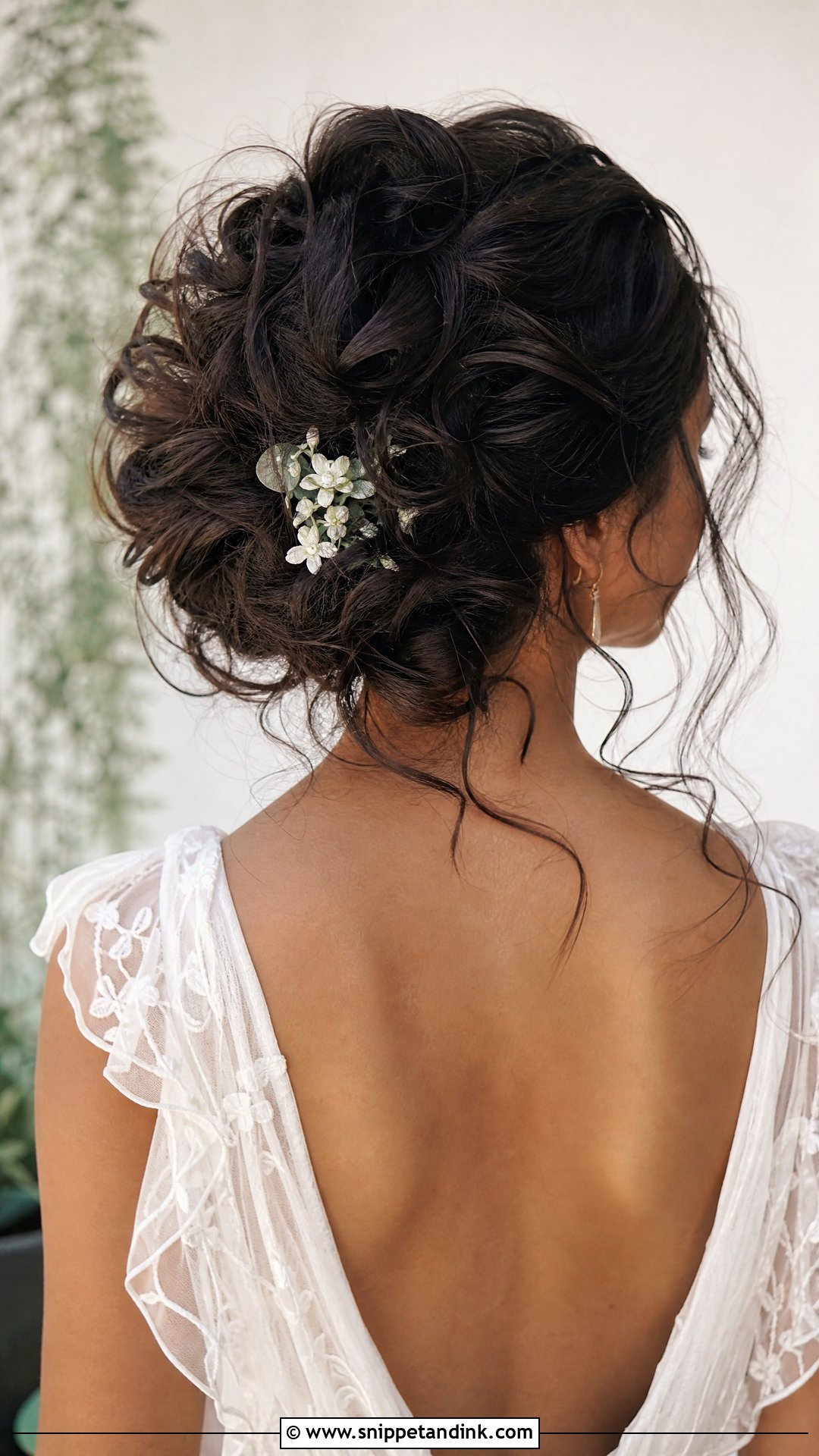 Curly Messy Bun Wedding Updo - Snippet and Ink - 20 Long Curly Hair Wedding Styles