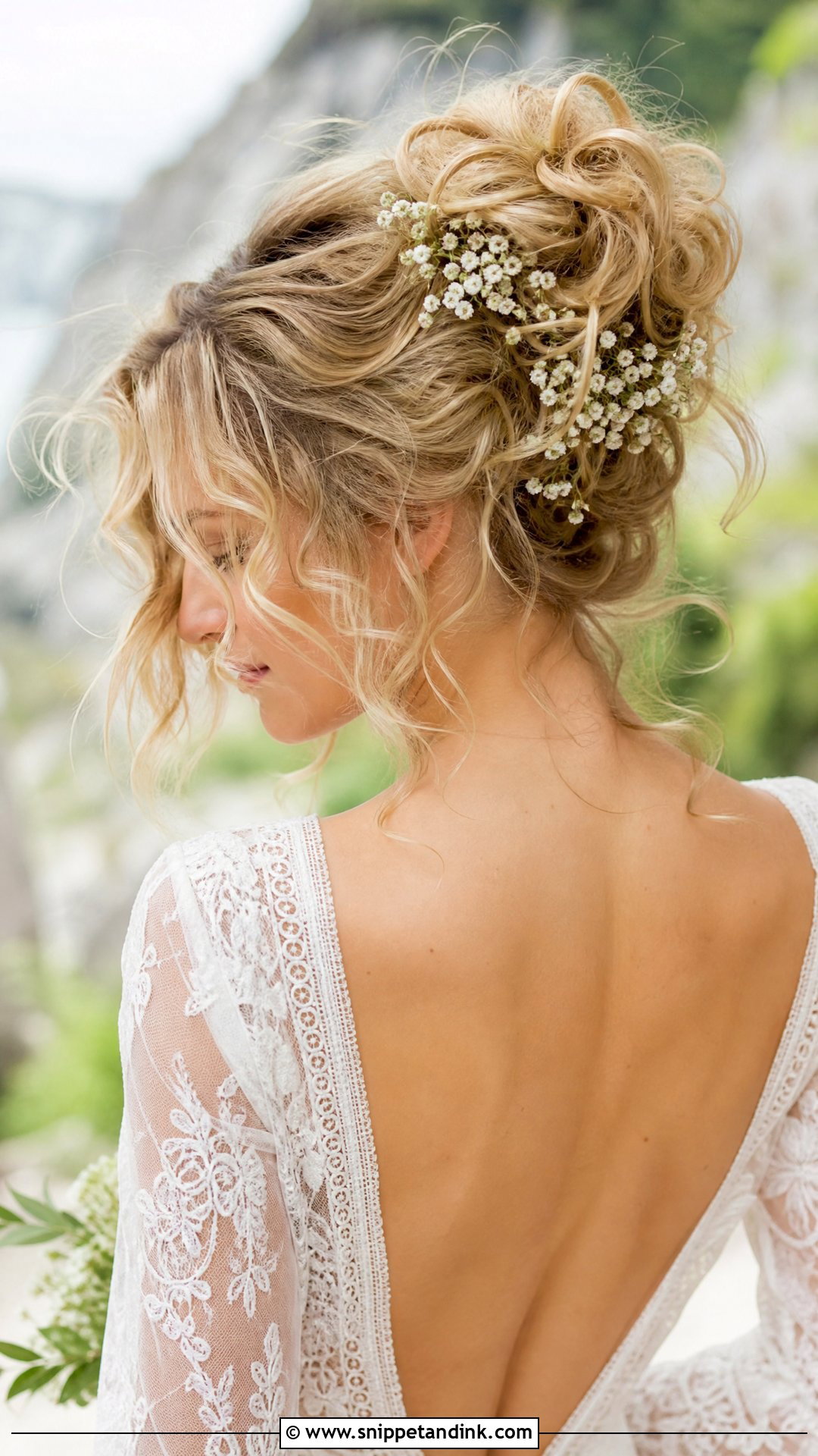 Curly Messy Bun for Brides - Snippet and Ink - 20 Curly Hairstyles for Weddings