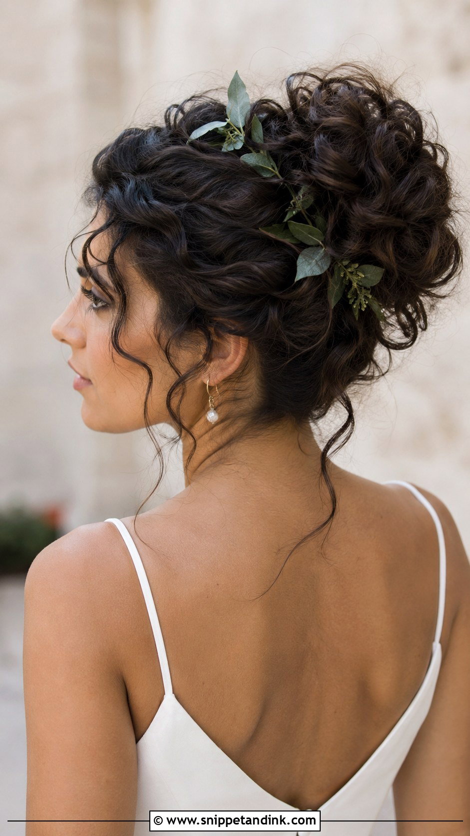Curly Messy Bun for Wedding - Snippet and Ink - 25 Curly Hair Styles for Wedding