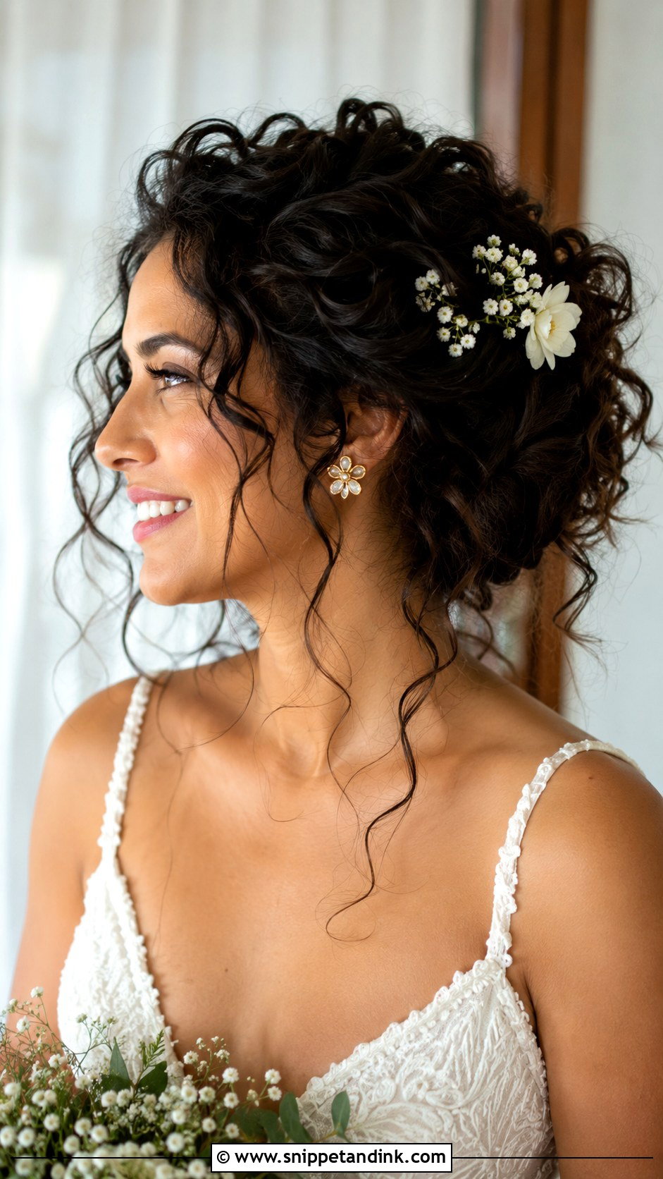 Curly Messy Updo For Brides - Snippet and Ink - 20 Long Curly Bridal Hair Ideas