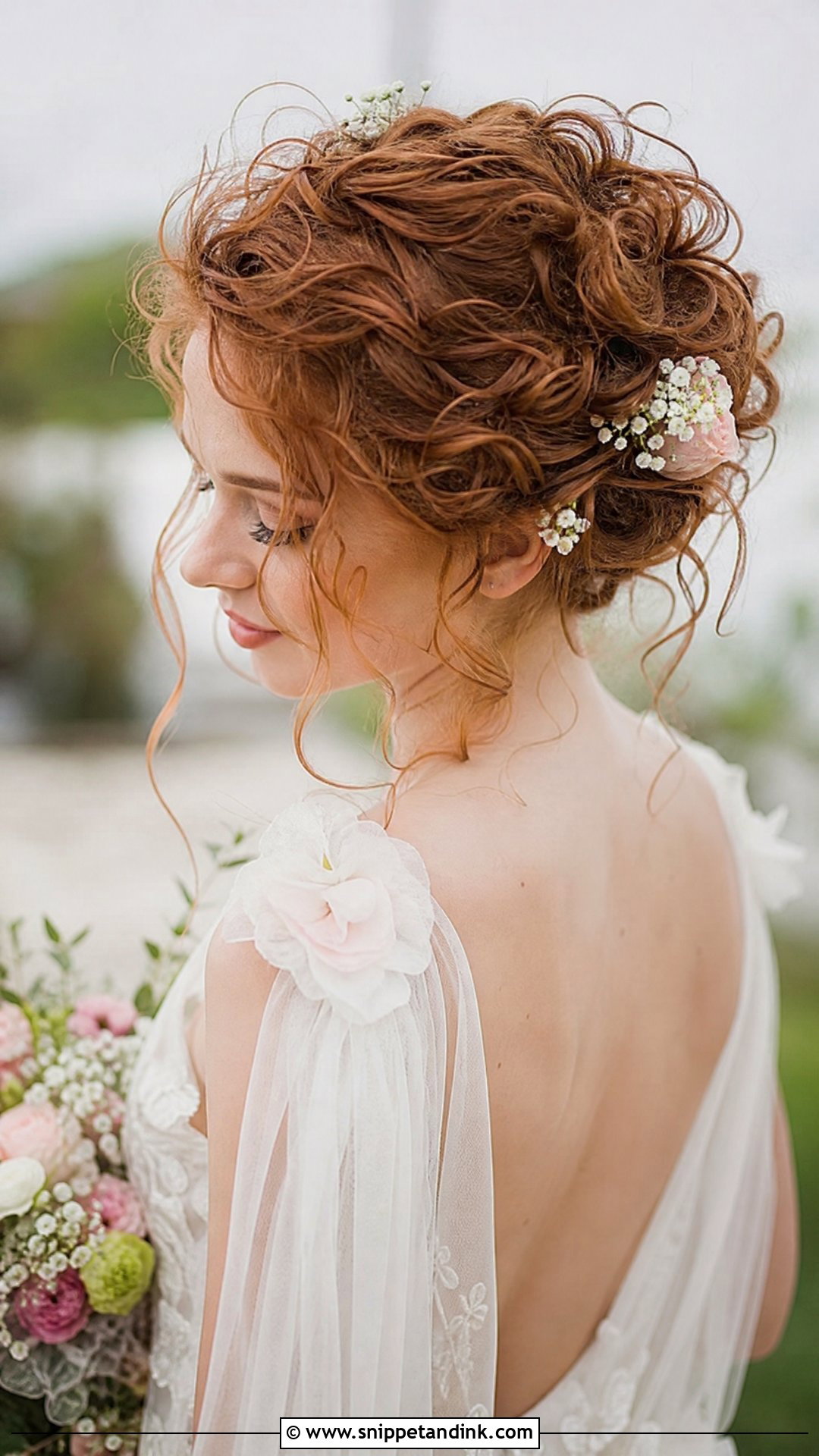 Curly Messy Updo Wedding Hairstyle - Snippet and Ink - 20 Natural Curls Wedding Curly Hairstyles