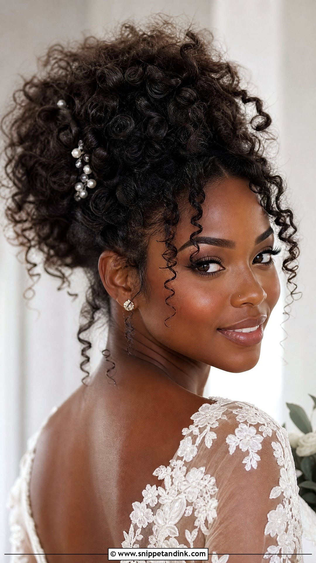 Curly Messy Updo for Natural Hair - Snippet and Ink - 20 Messy Hair Styles for Wedding